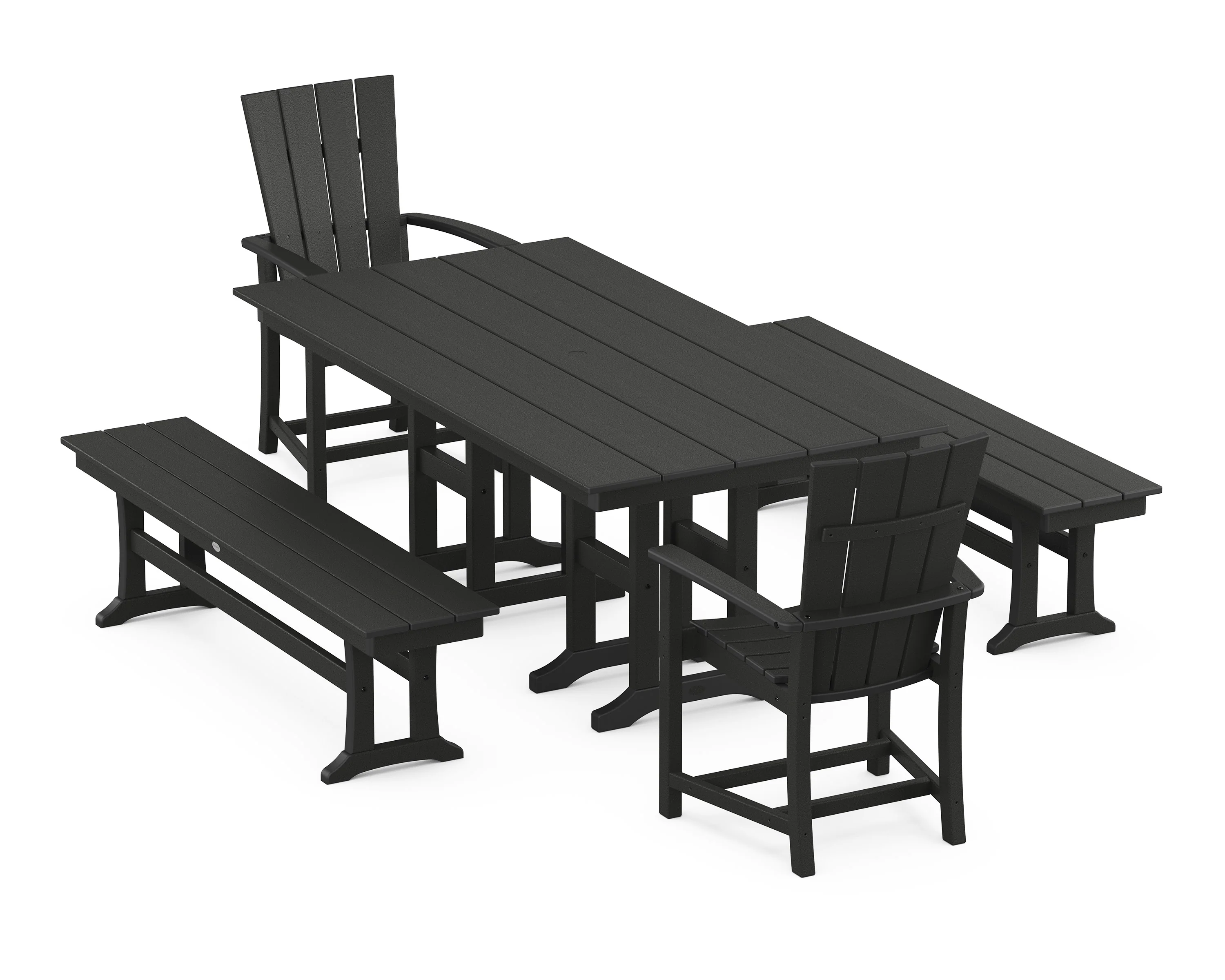 Quattro 5-Piece Farmhouse Dining Set with Benches - Image 5