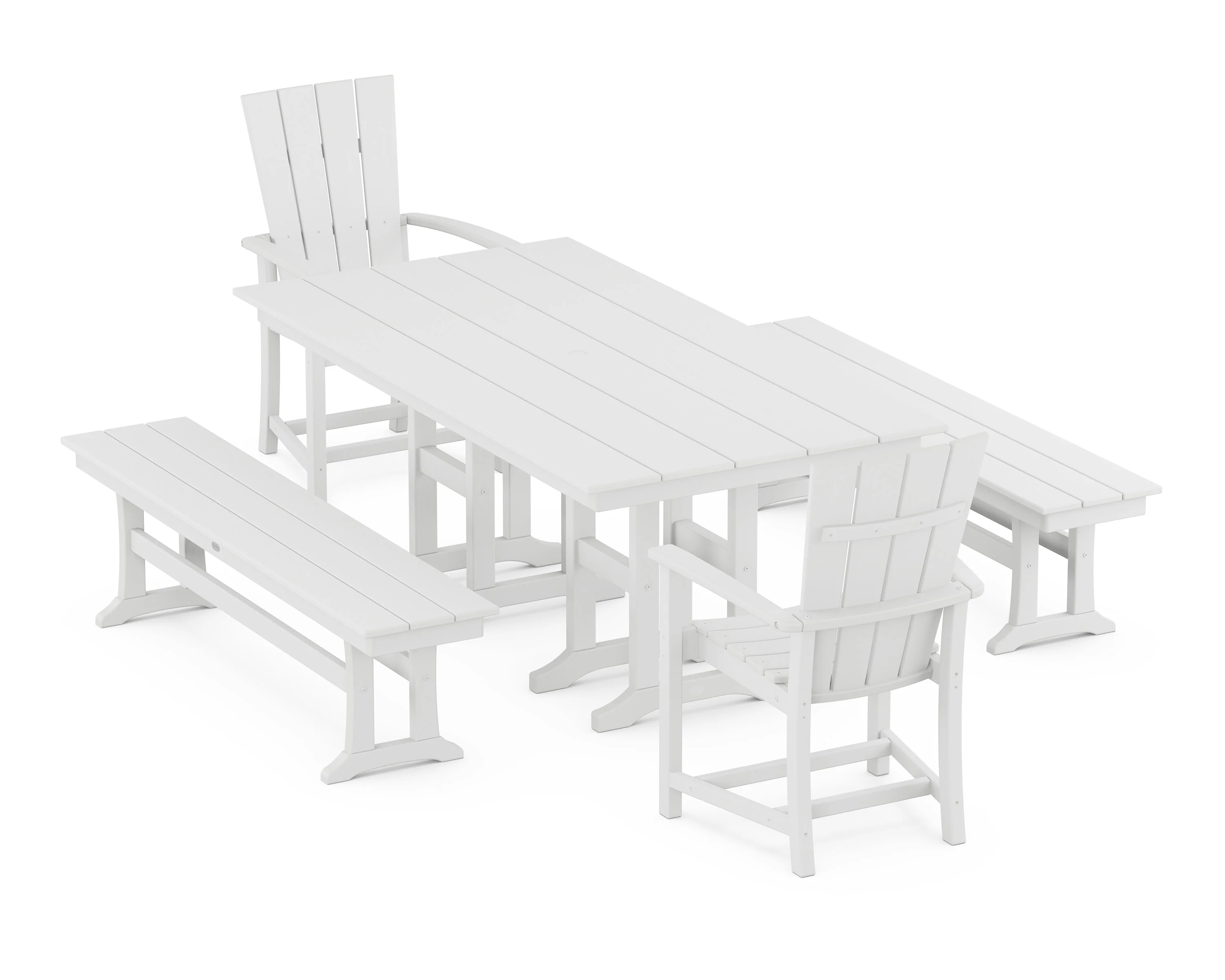 Quattro 5-Piece Farmhouse Dining Set with Benches - Image 6