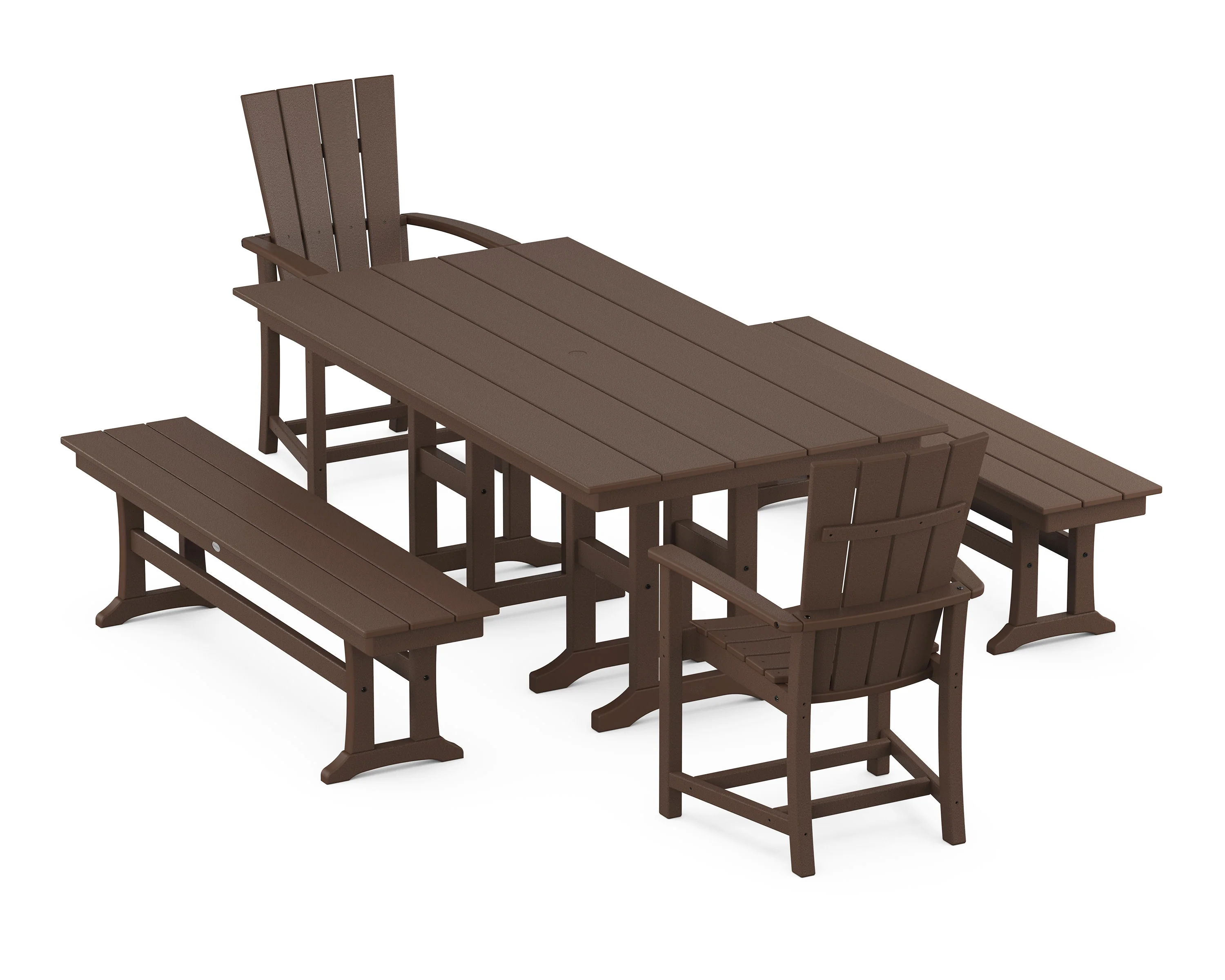 Quattro 5-Piece Farmhouse Dining Set with Benches - Image 7