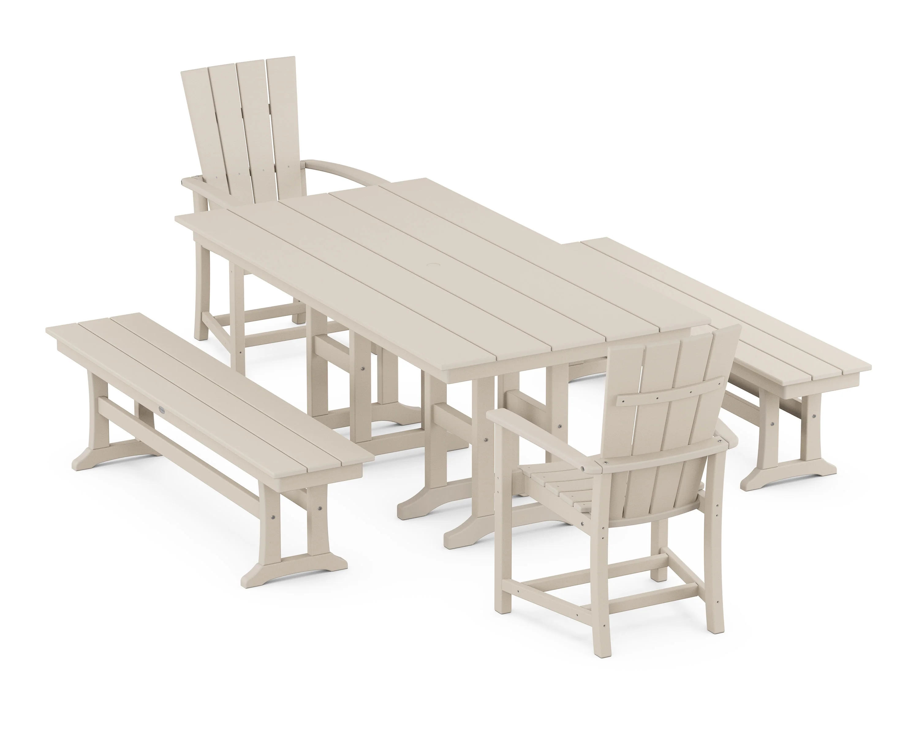 Quattro 5-Piece Farmhouse Dining Set with Benches - Image 8