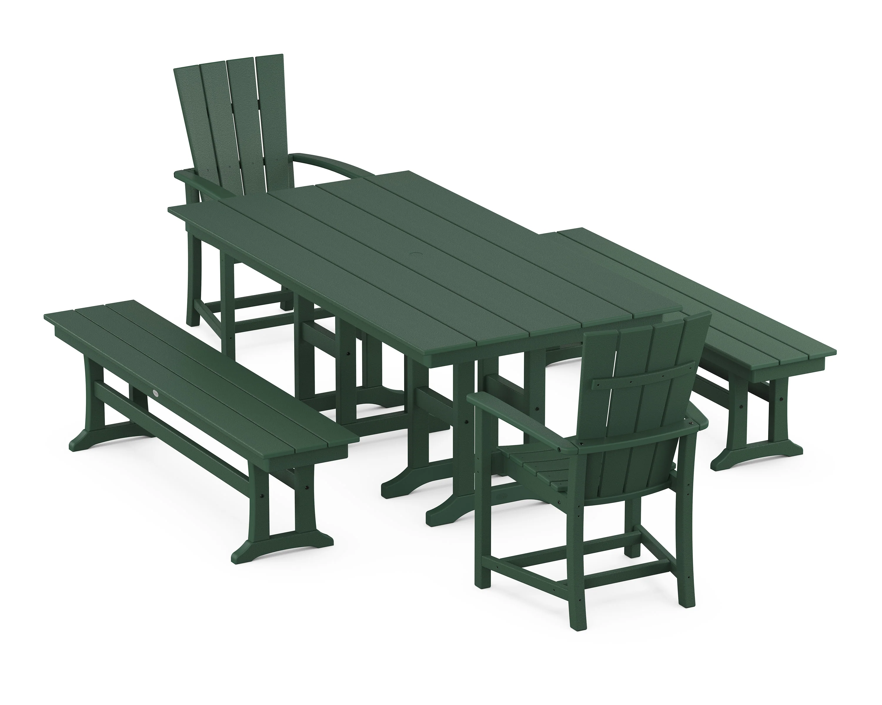 Quattro 5-Piece Farmhouse Dining Set with Benches - Image 9