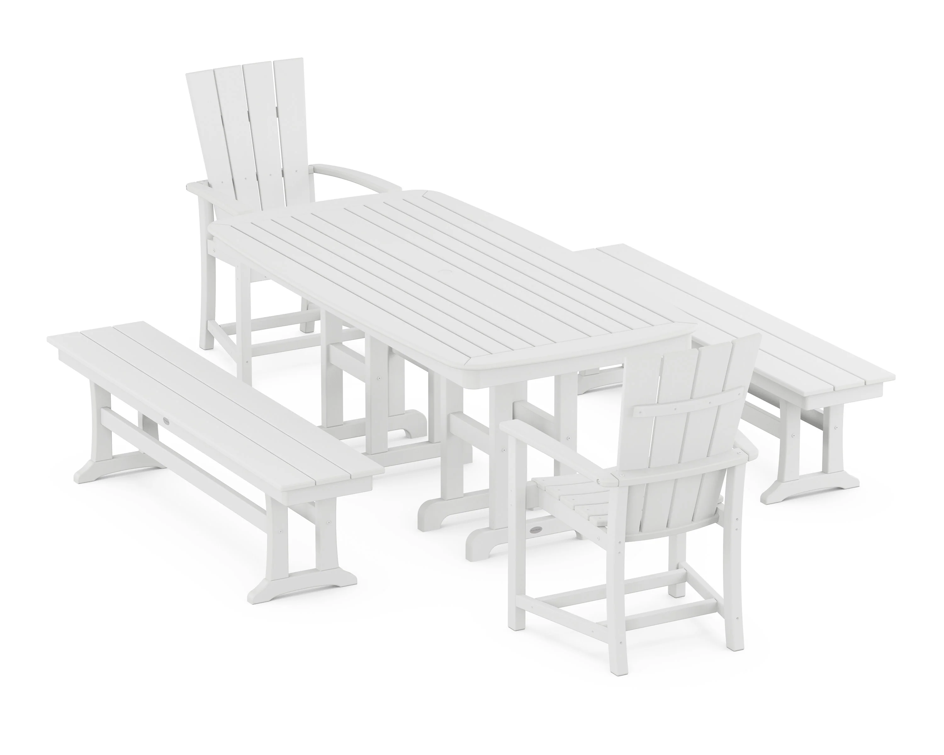 Quattro 5-Piece Farmhouse Dining Set with Benches - Image 4