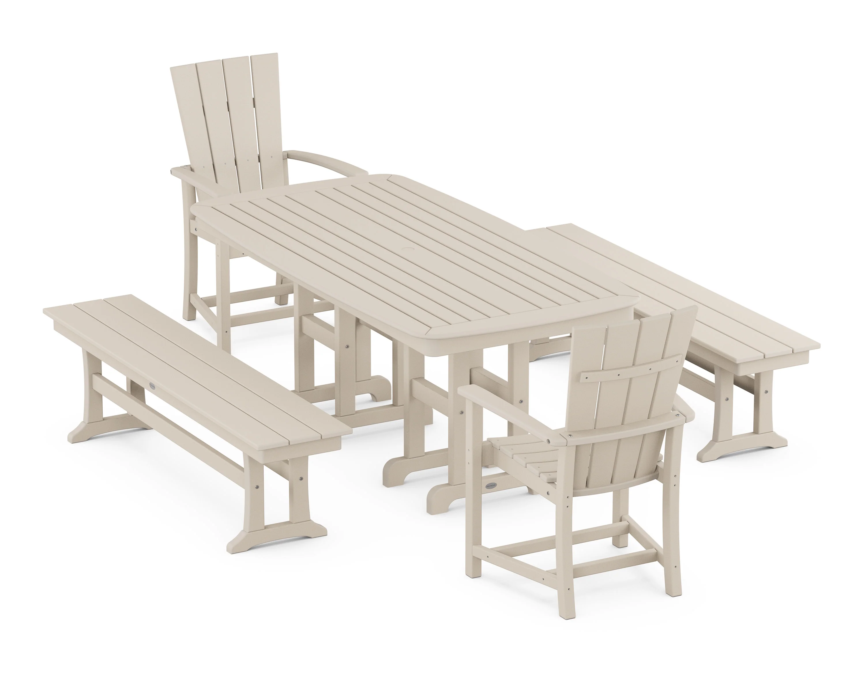 Quattro 5-Piece Farmhouse Dining Set with Benches - Image 5
