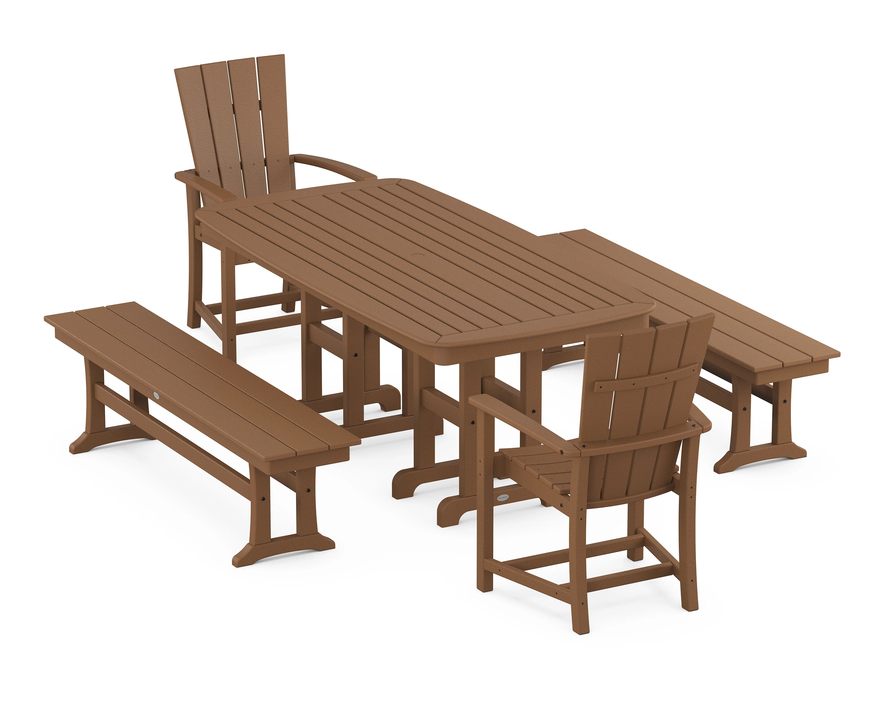 Quattro 5-Piece Farmhouse Dining Set with Benches - Image 6