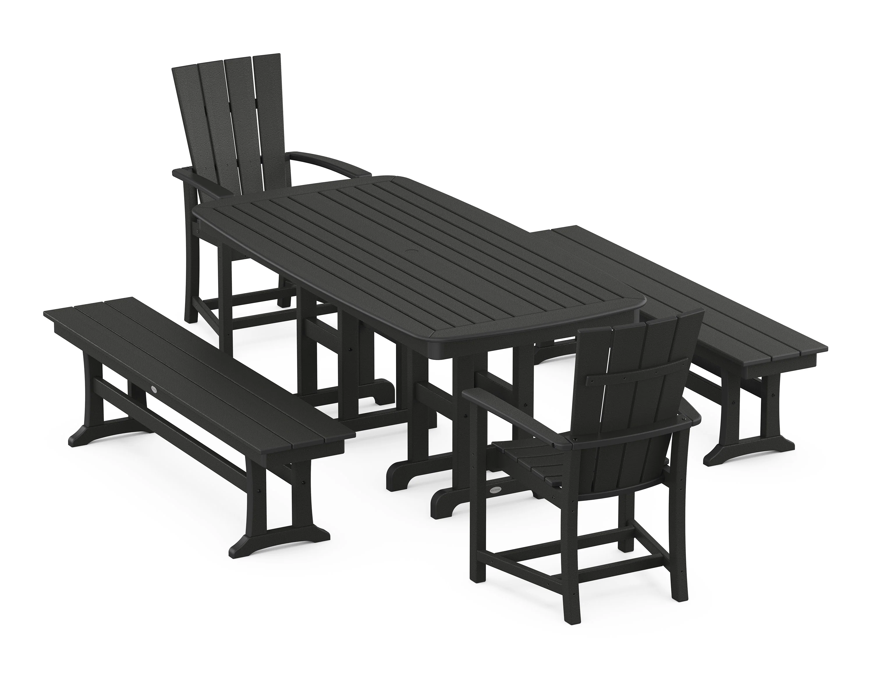 Quattro 5-Piece Farmhouse Dining Set with Benches - Image 7