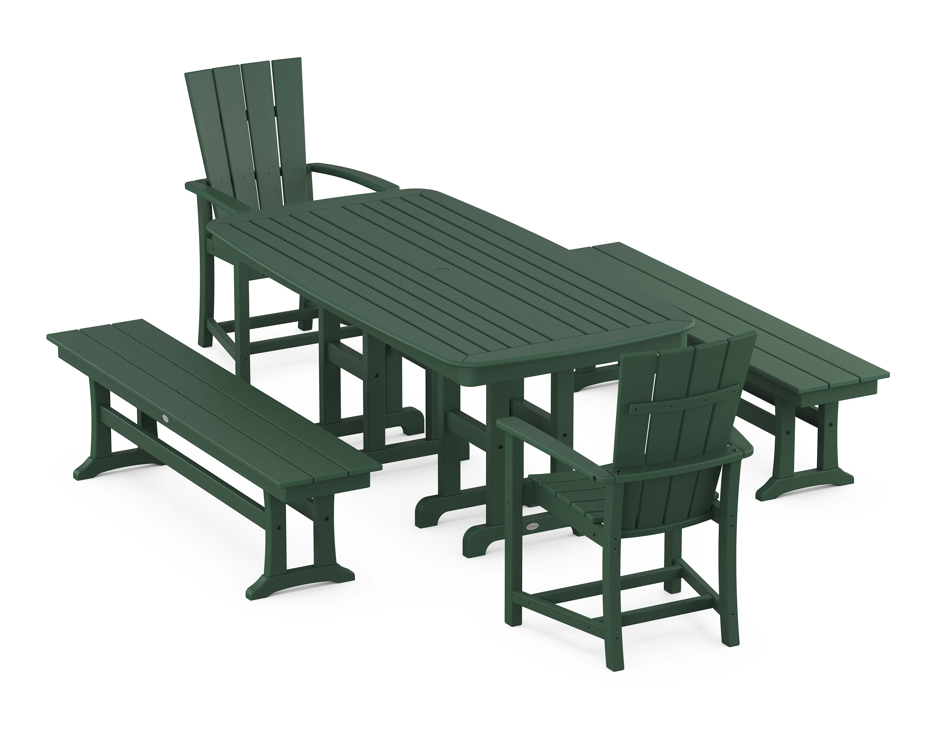 Quattro 5-Piece Farmhouse Dining Set with Benches - Image 8
