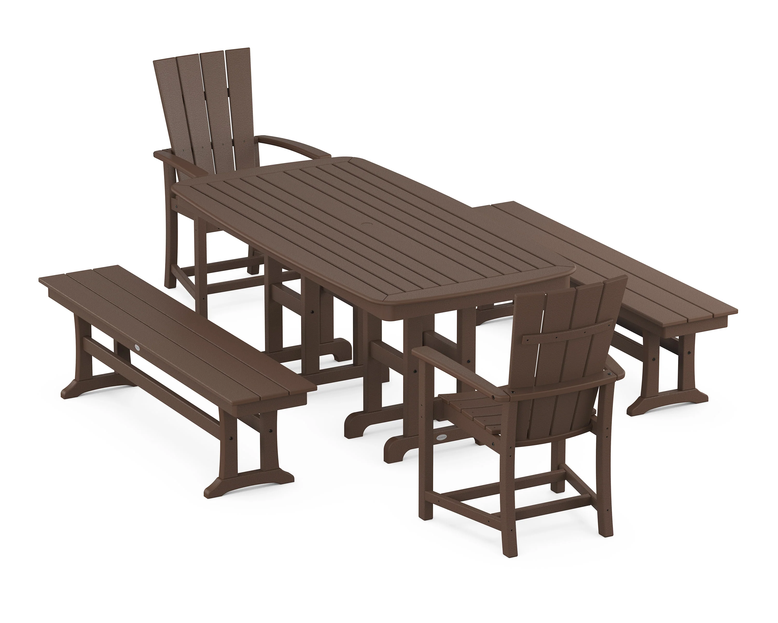 Quattro 5-Piece Farmhouse Dining Set with Benches - Image 9