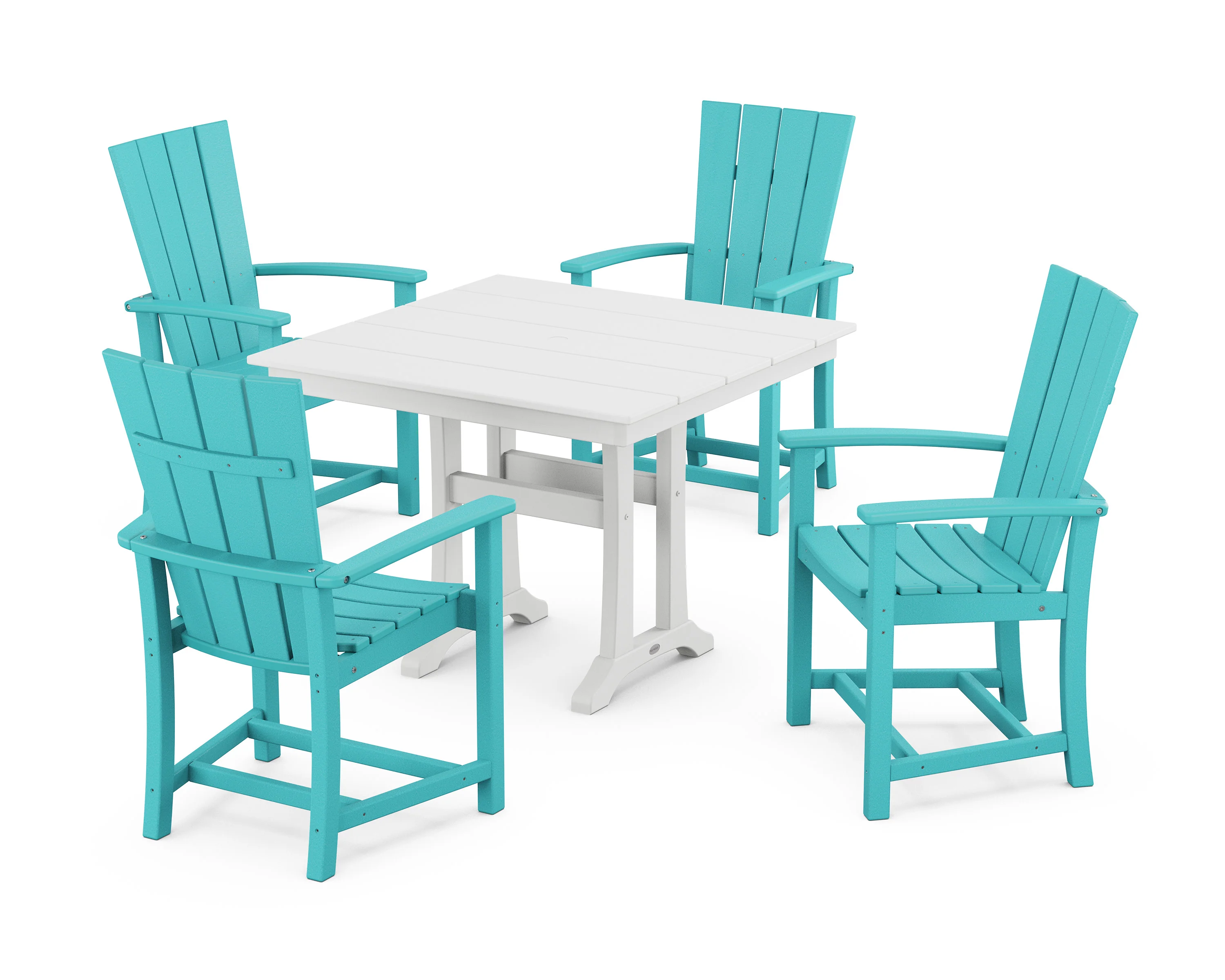 Quattro 5-Piece Farmhouse Dining Set With Trestle Legs - Image 11
