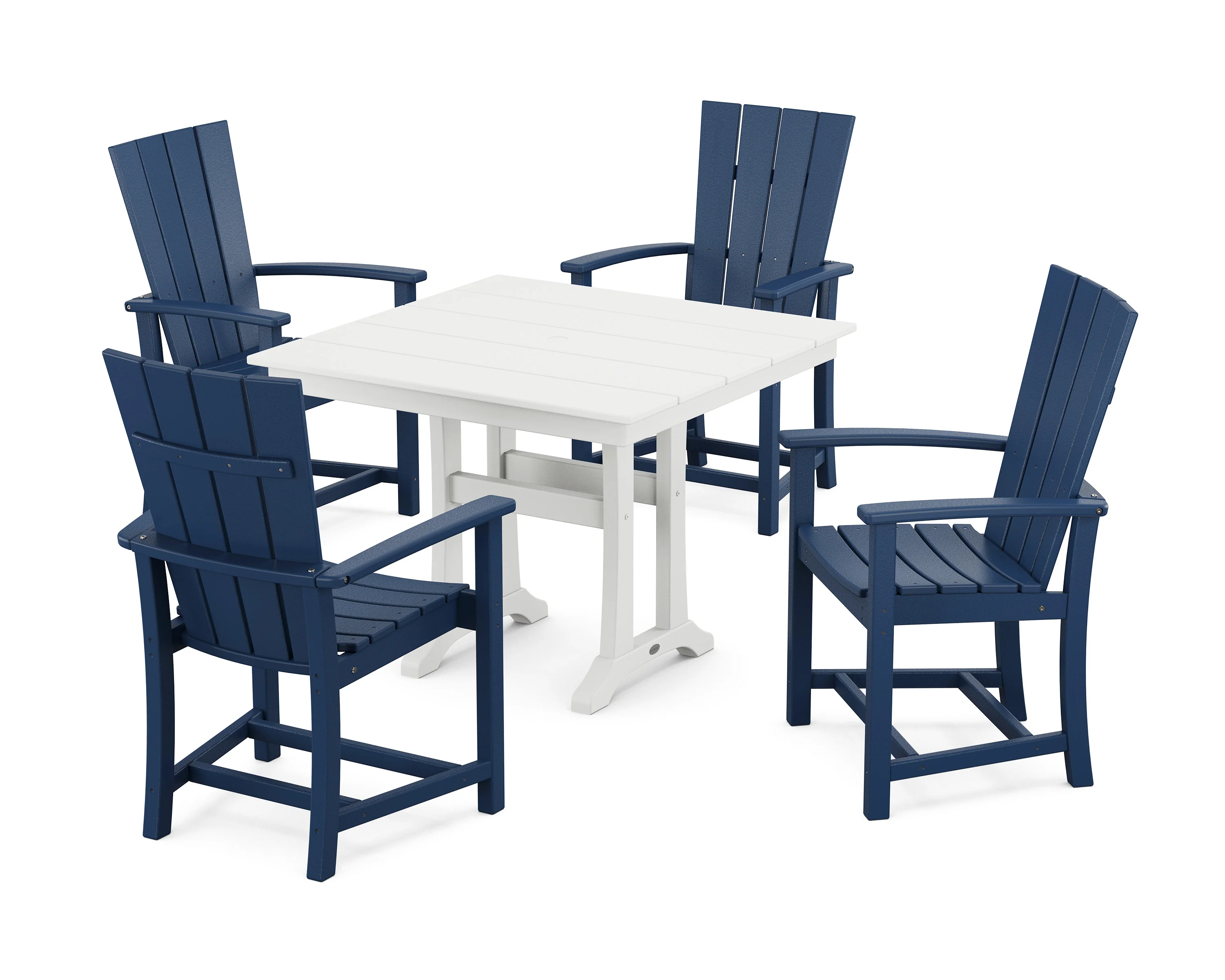 Quattro 5-Piece Farmhouse Dining Set With Trestle Legs - Image 16