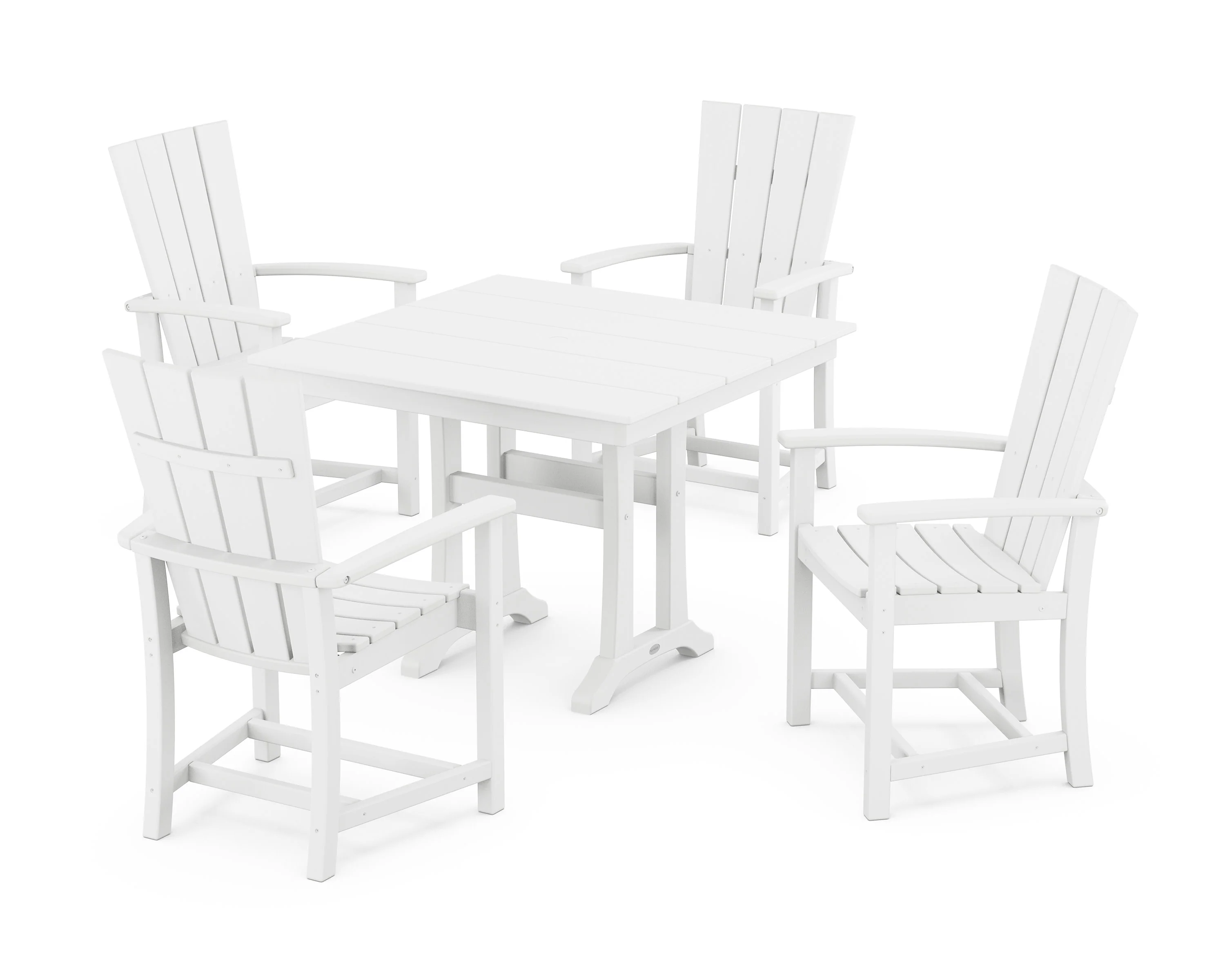 Quattro 5-Piece Farmhouse Dining Set With Trestle Legs - Image 4