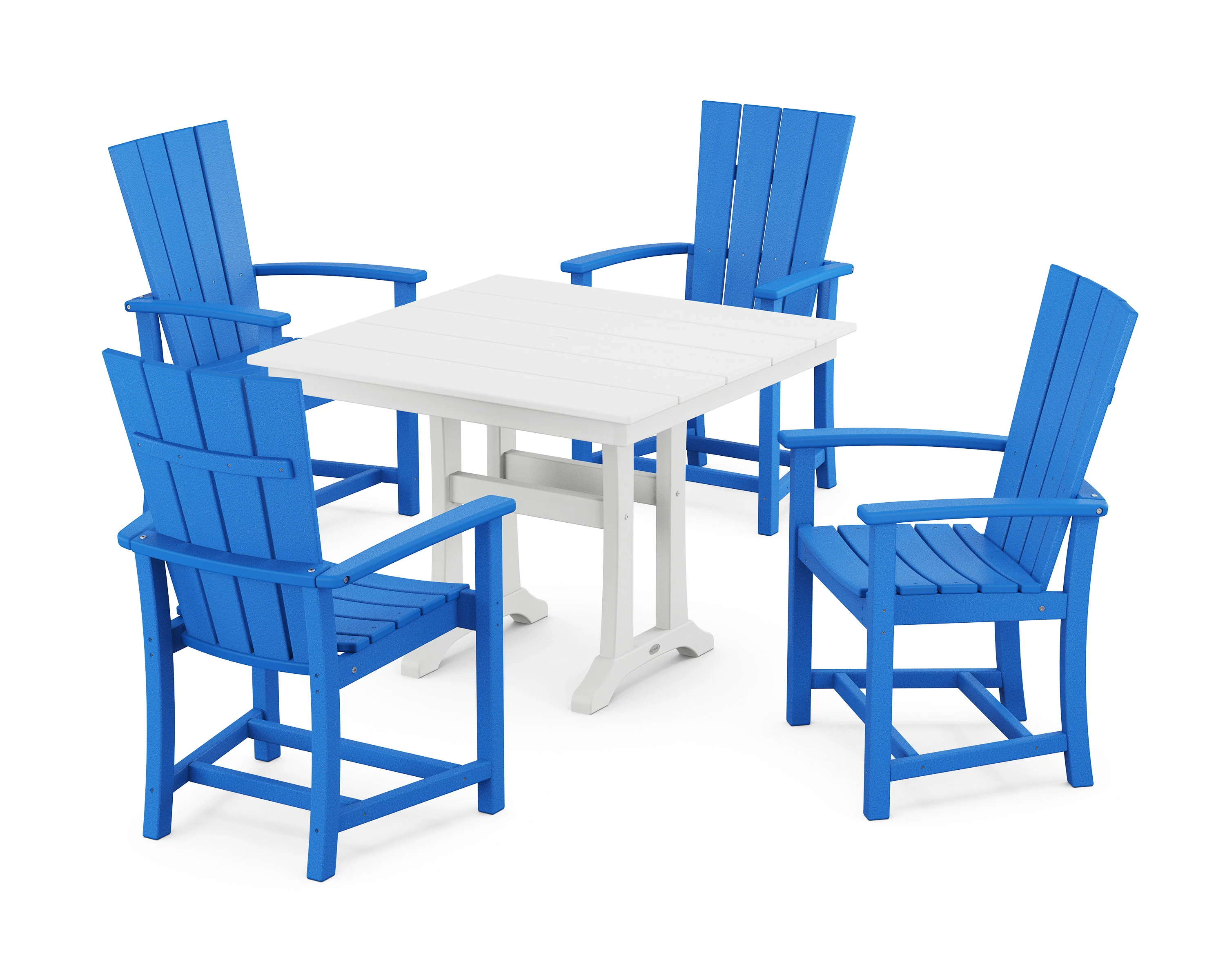 Quattro 5-Piece Farmhouse Dining Set With Trestle Legs - Image 8