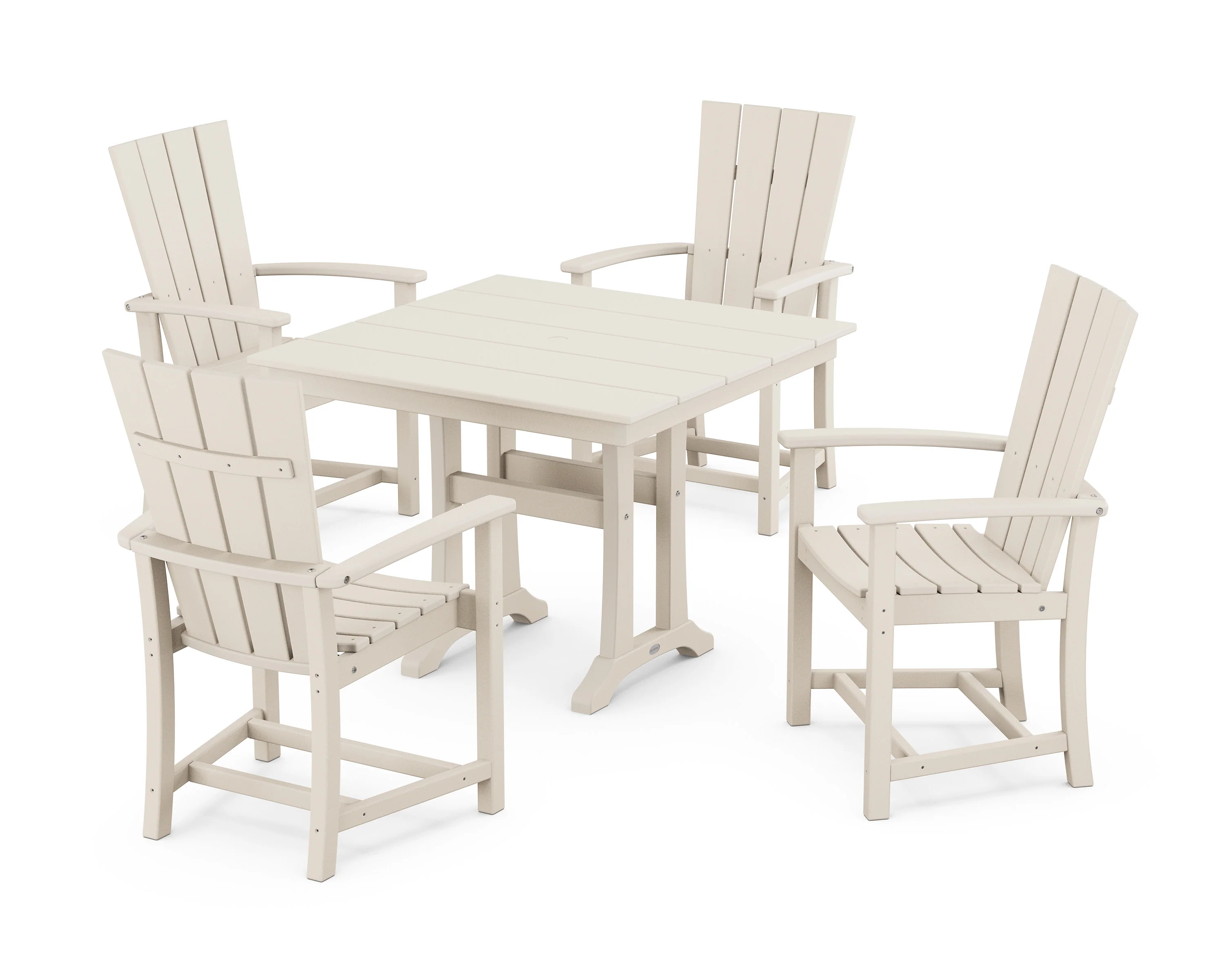 Quattro 5-Piece Farmhouse Dining Set With Trestle Legs - Image 9
