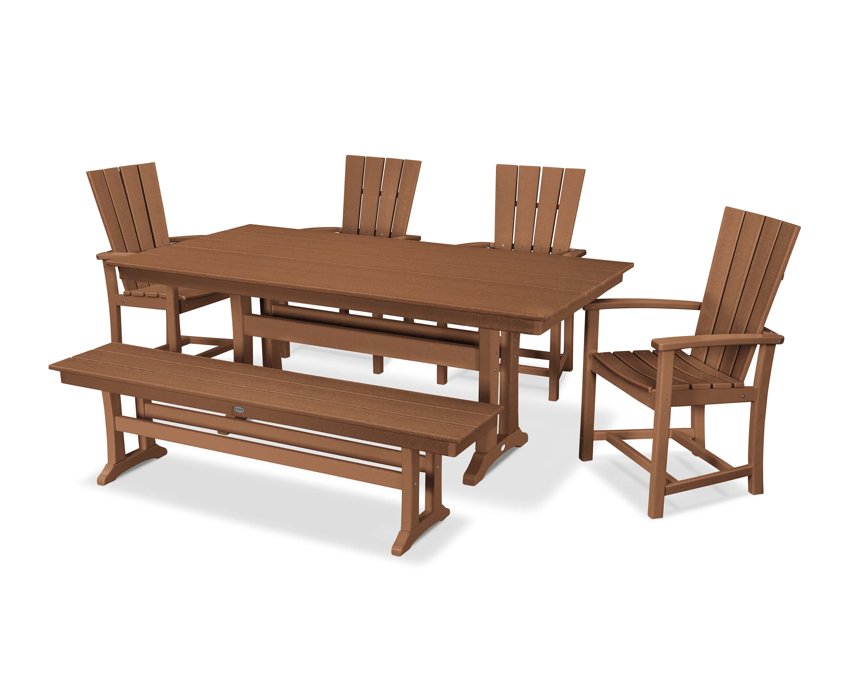 Quattro 6-Piece Farmhouse Dining Set with Trestle Legs and Bench - Image 10