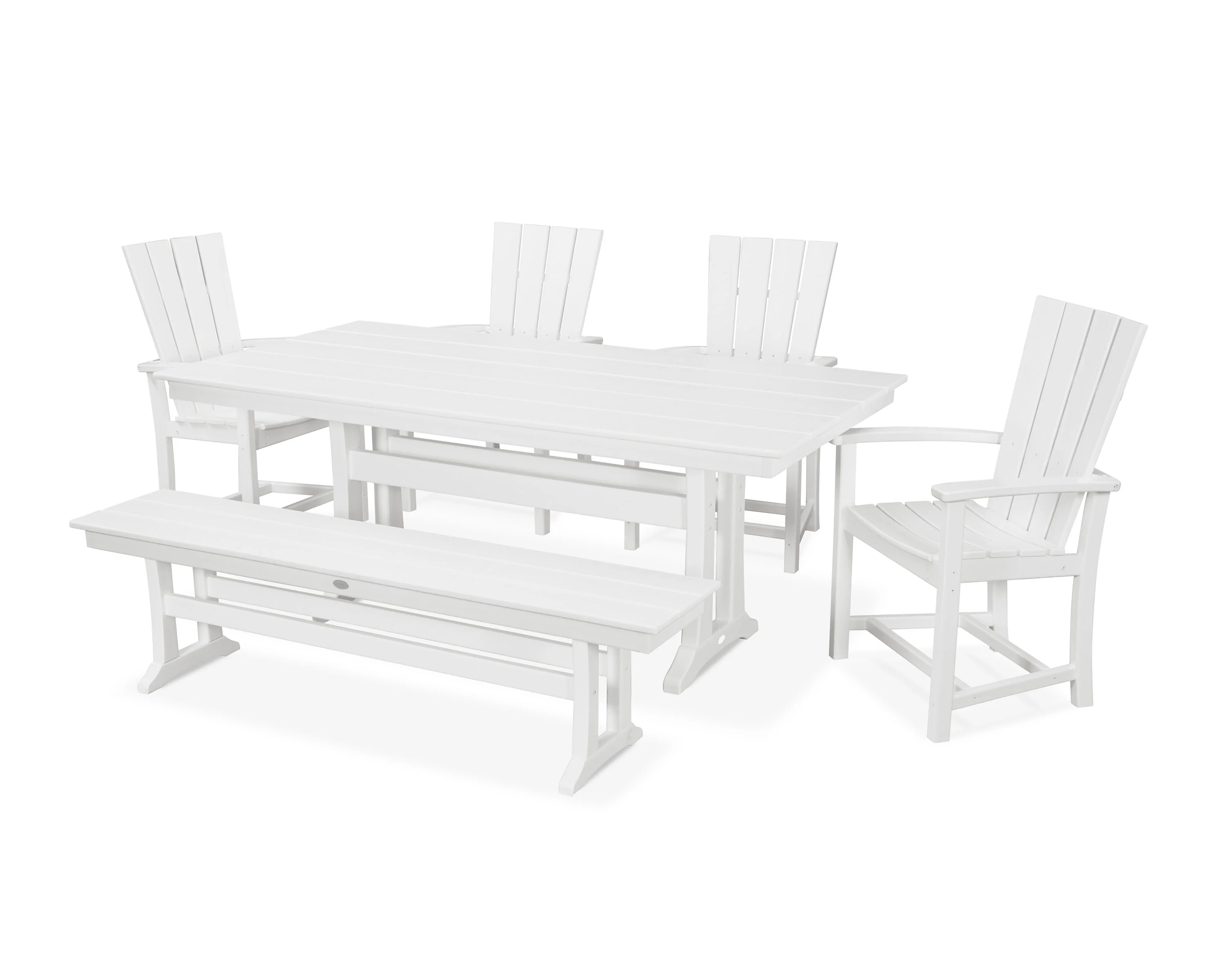 Quattro 6-Piece Farmhouse Dining Set with Trestle Legs and Bench - Image 5