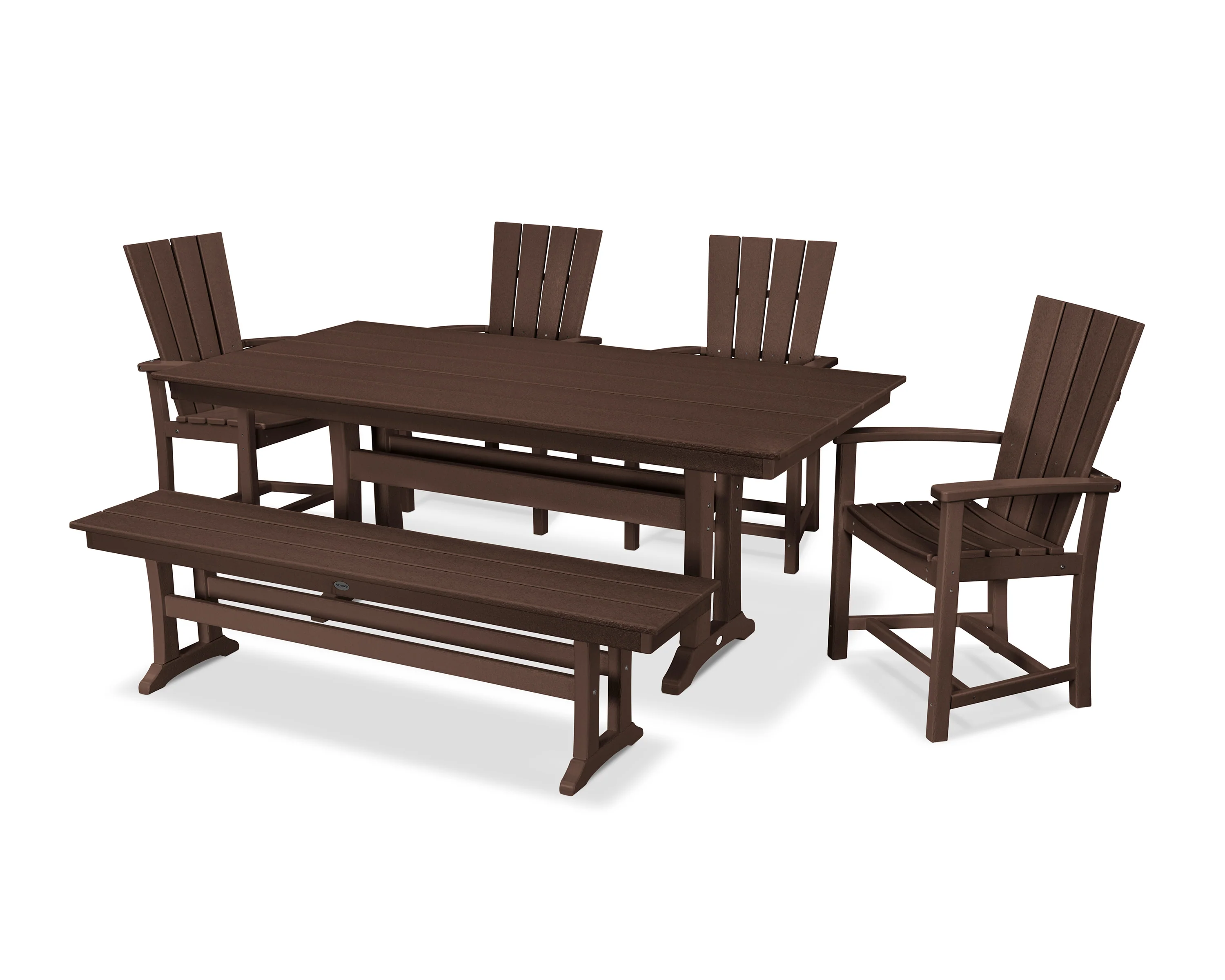 Quattro 6-Piece Farmhouse Dining Set with Trestle Legs and Bench - Image 6