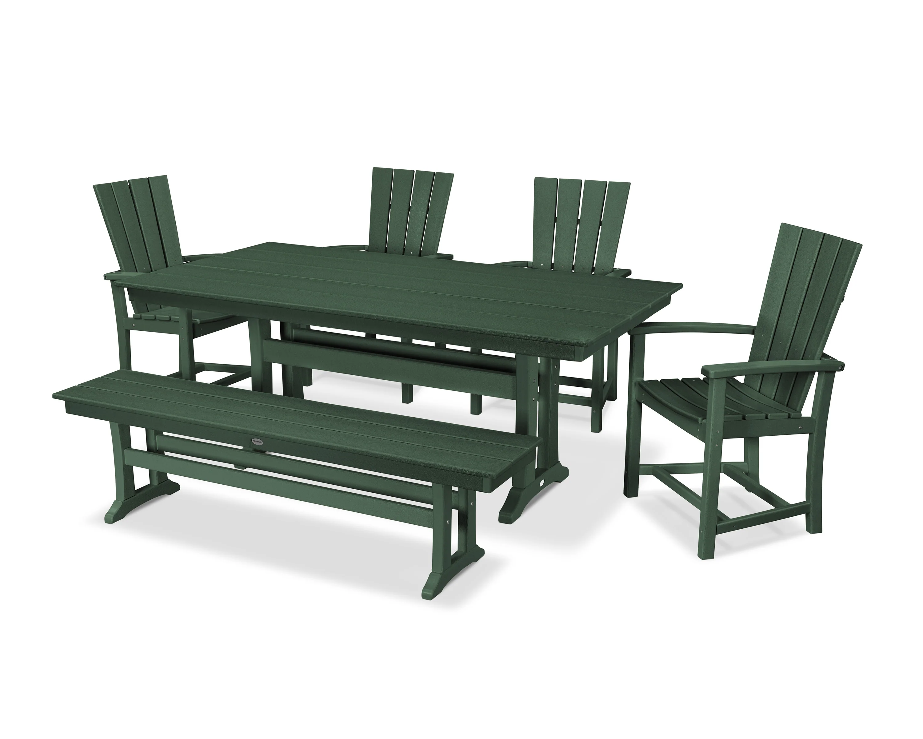 Quattro 6-Piece Farmhouse Dining Set with Trestle Legs and Bench - Image 7