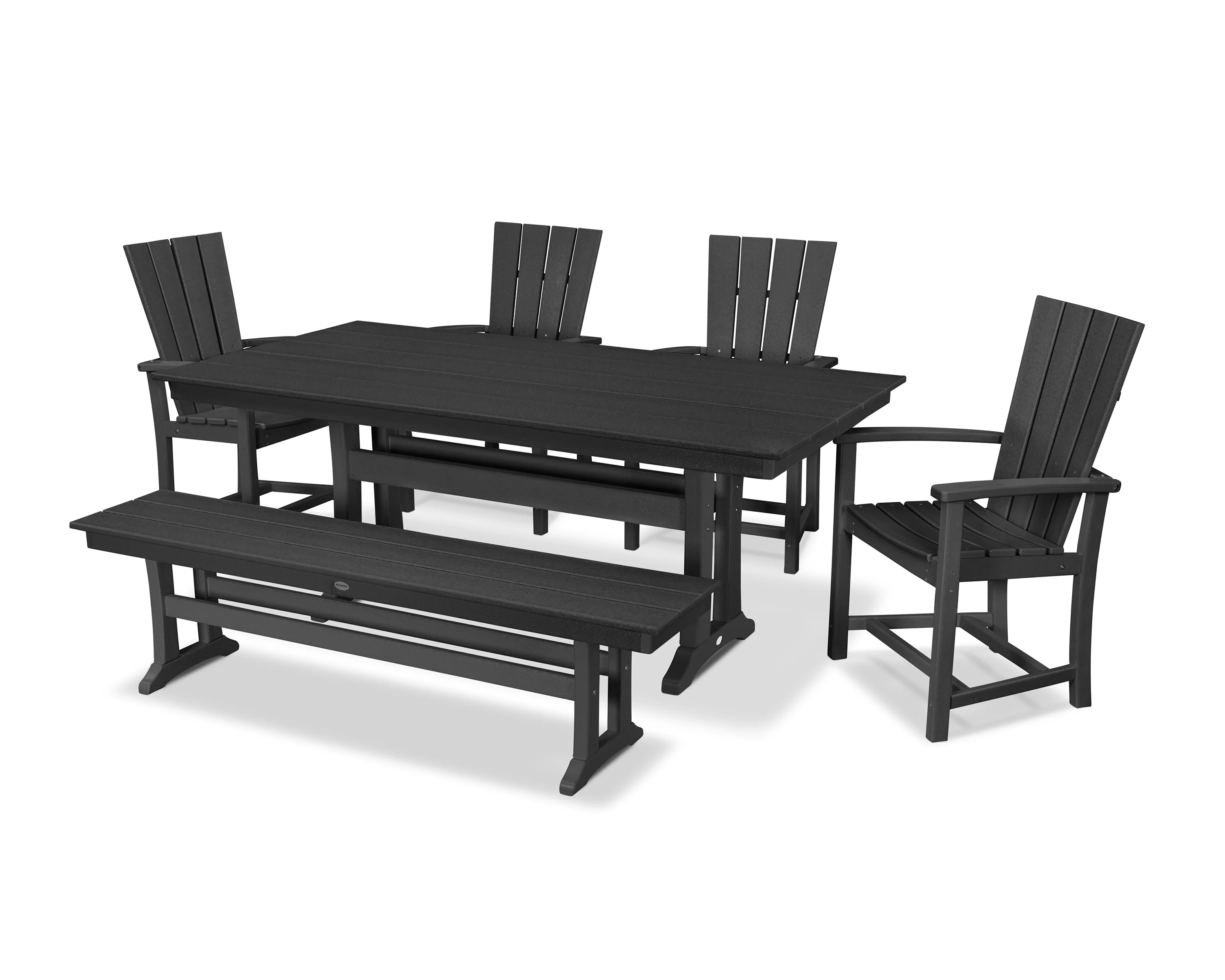 Quattro 6-Piece Farmhouse Dining Set with Trestle Legs and Bench - Image 8