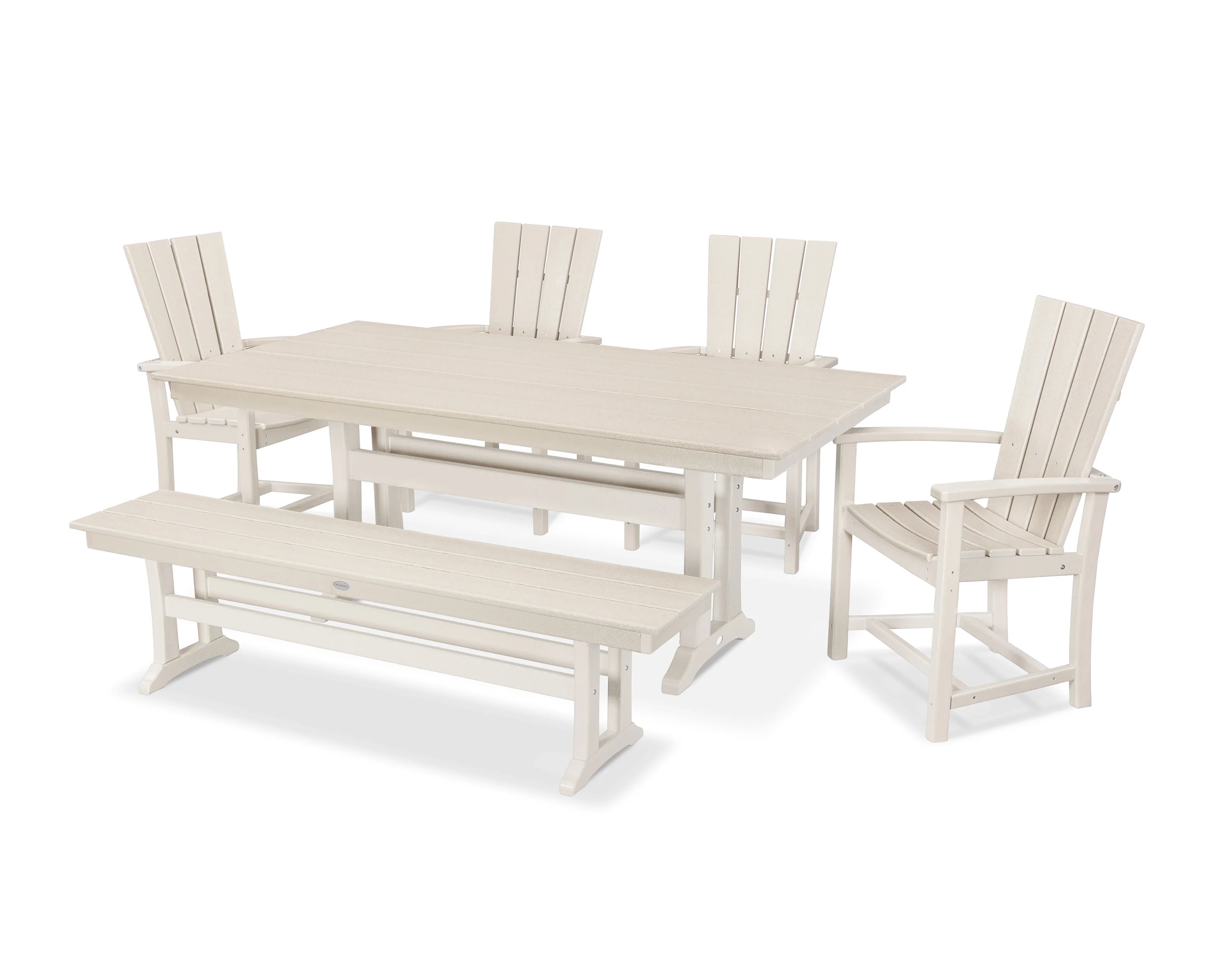 Quattro 6-Piece Farmhouse Dining Set with Trestle Legs and Bench - Image 9