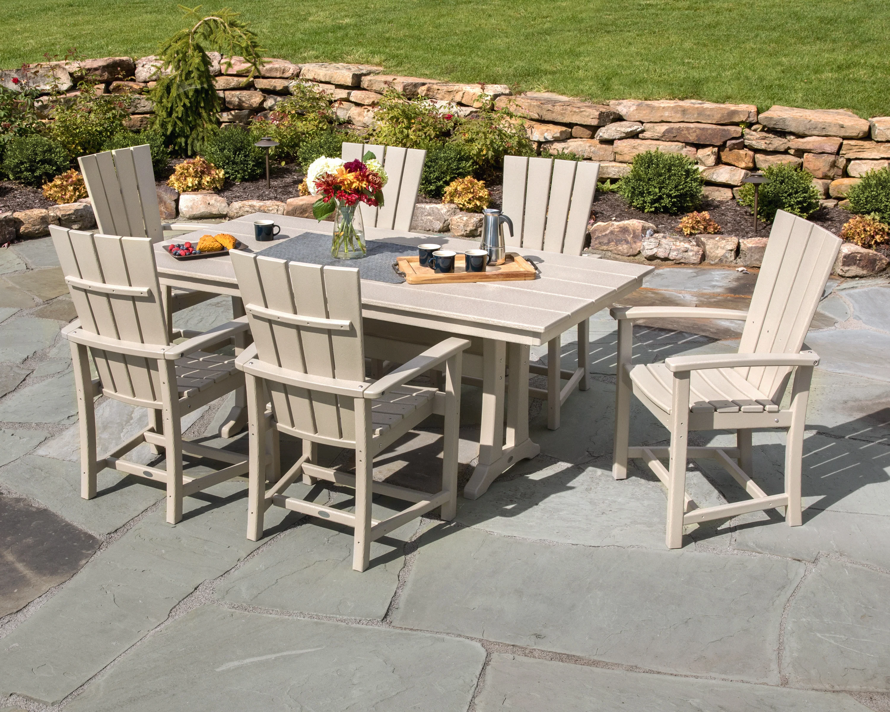 Quattro 7-Piece Farmhouse Dining Set with Trestle Legs - Image 3