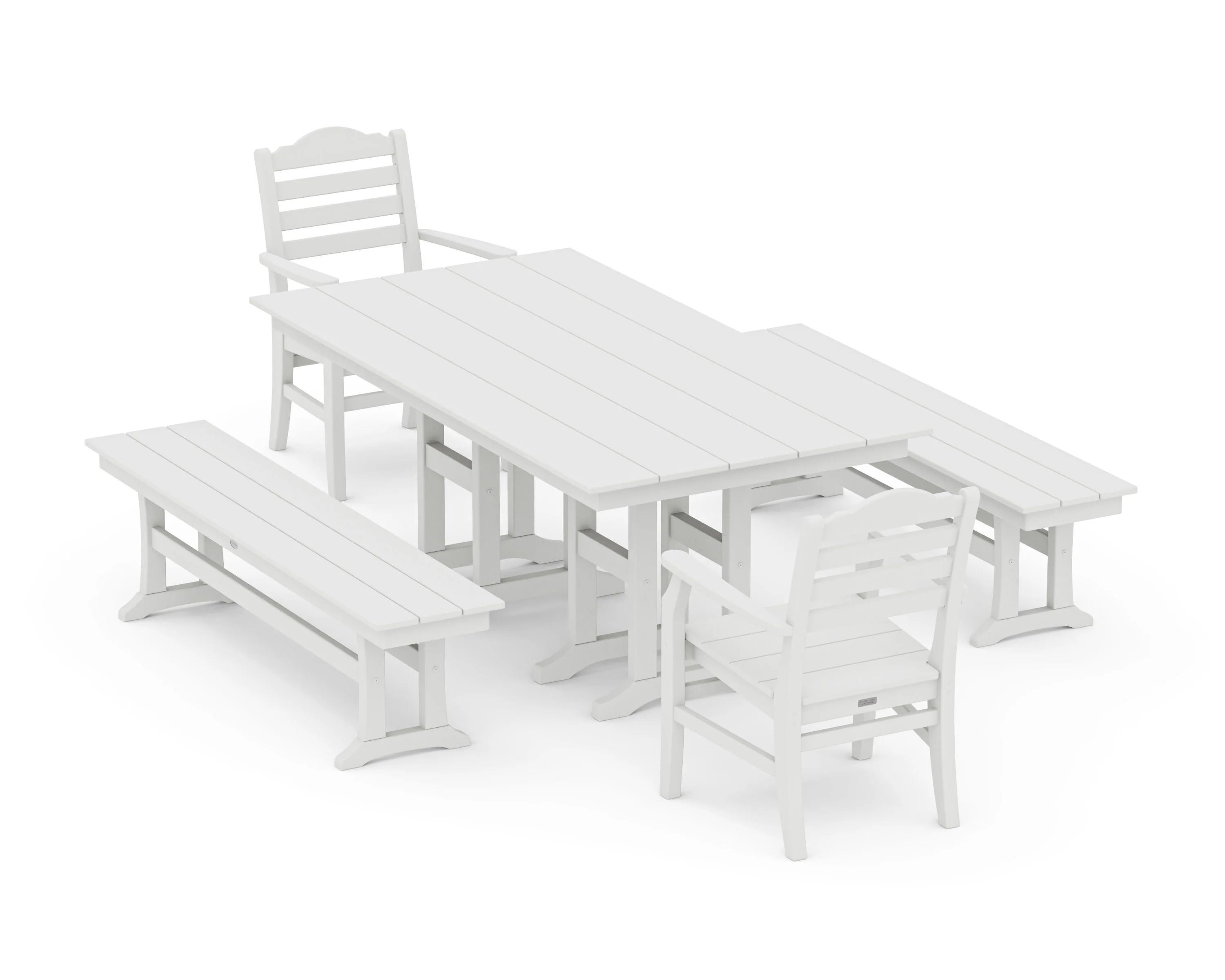 Savannah 5-Piece Farmhouse Dining Set with Benches - Image 10