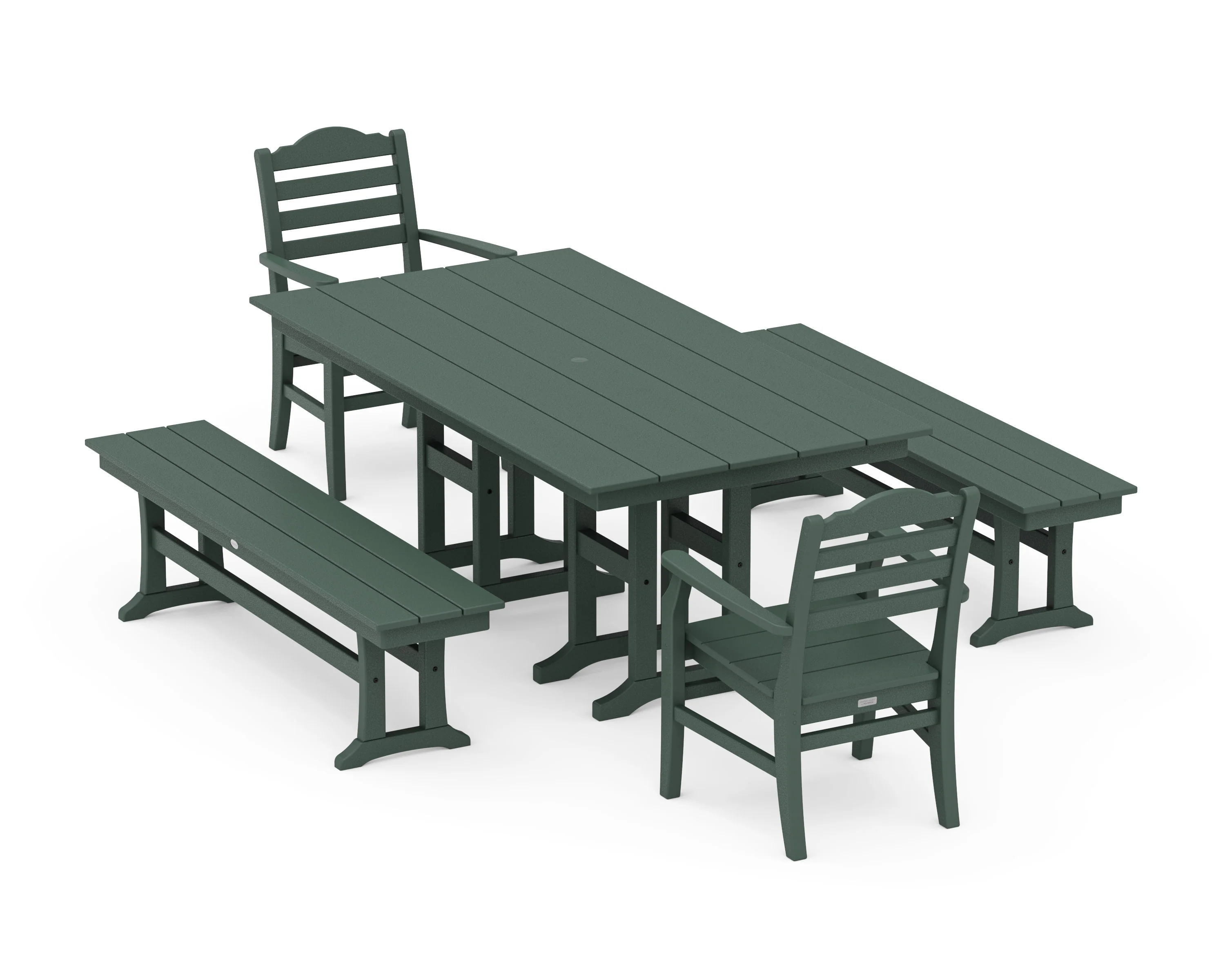 Savannah 5-Piece Farmhouse Dining Set with Benches - Image 3