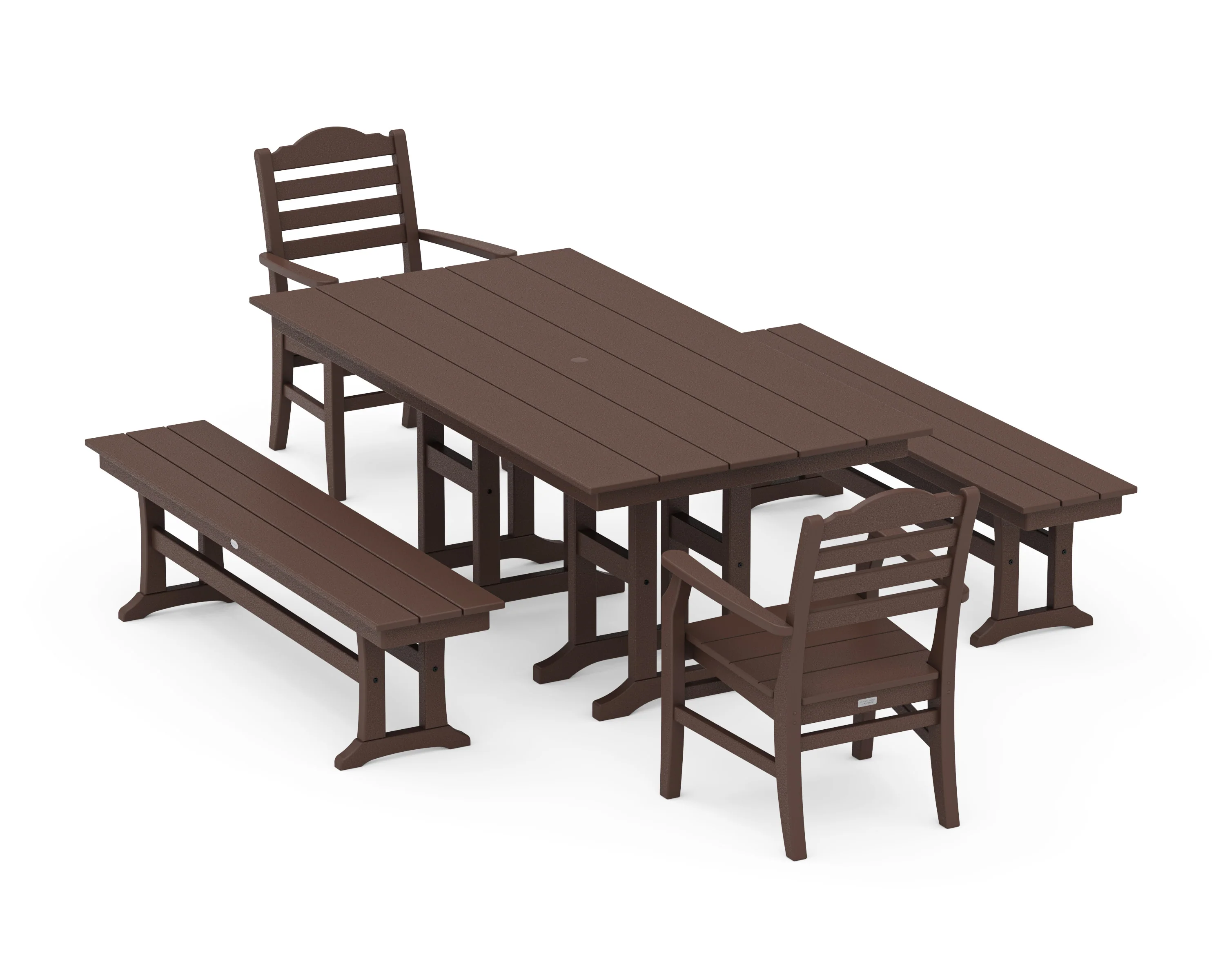 Savannah 5-Piece Farmhouse Dining Set with Benches - Image 4