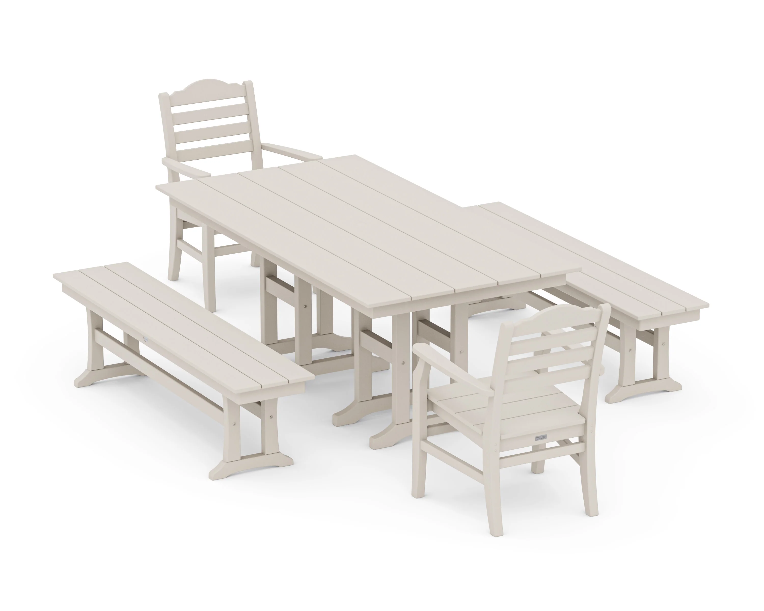 Savannah 5-Piece Farmhouse Dining Set with Benches - Image 5