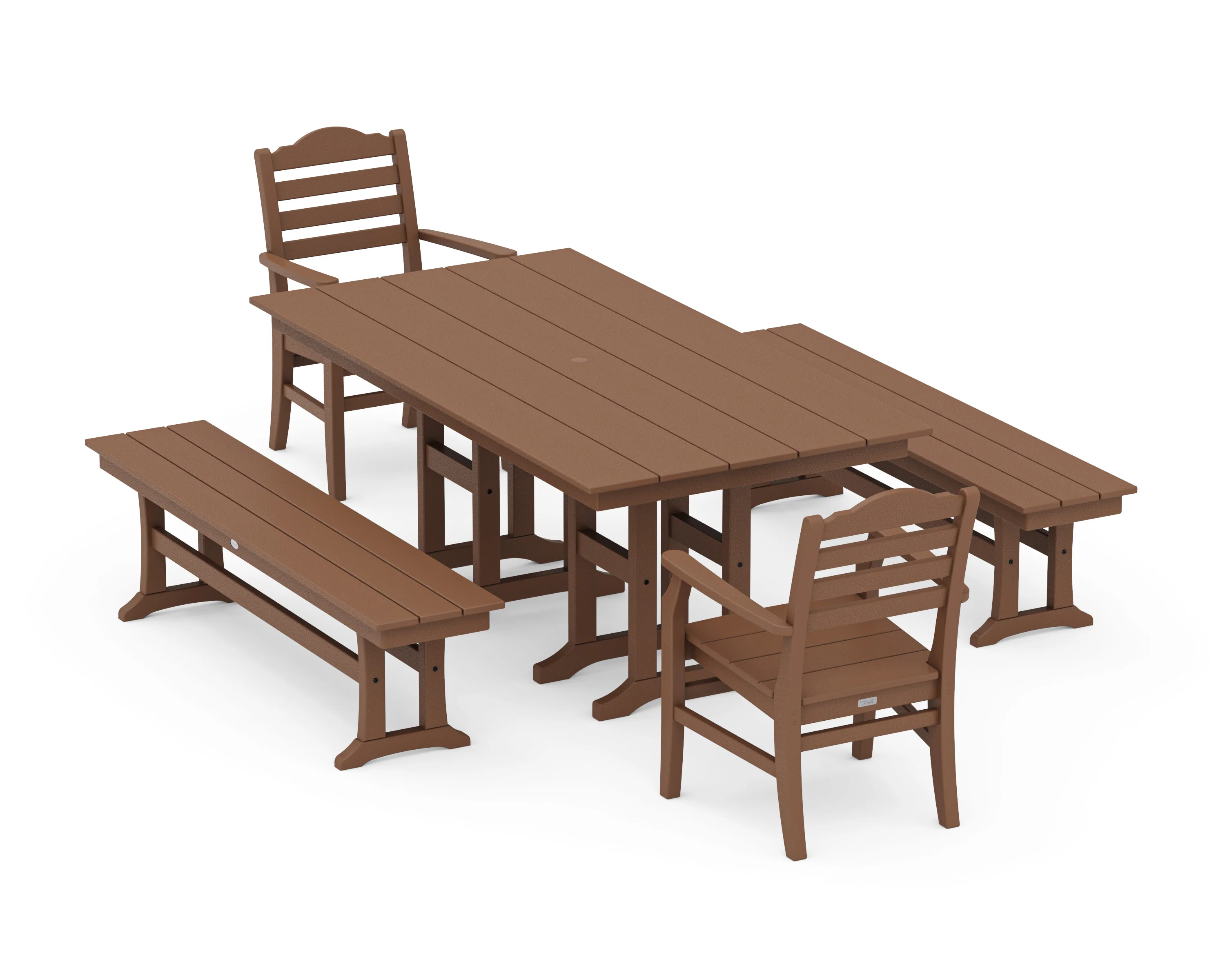 Savannah 5-Piece Farmhouse Dining Set with Benches - Image 6