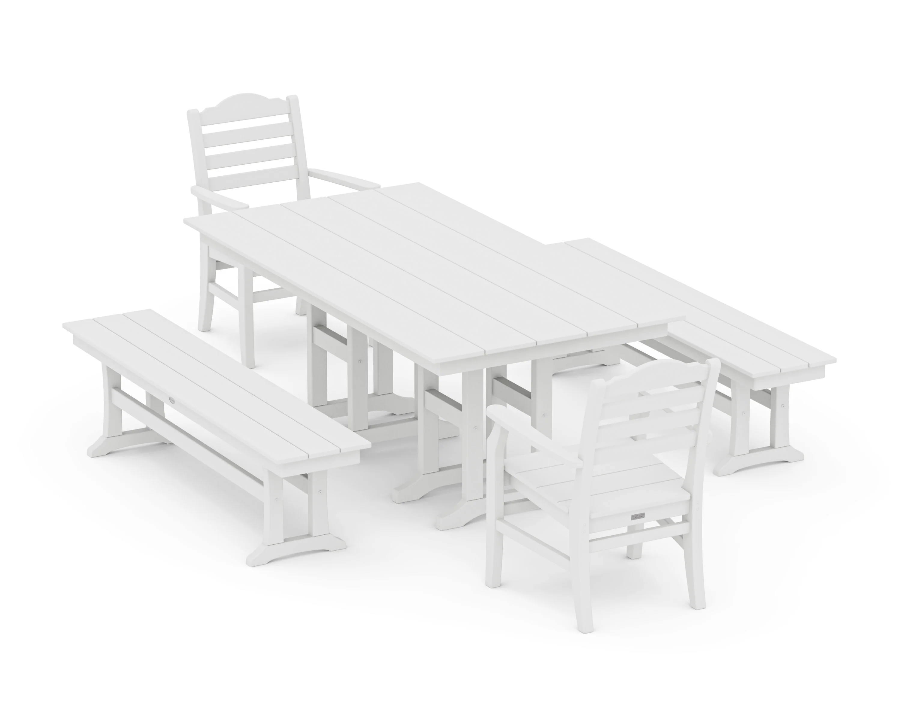 Savannah 5-Piece Farmhouse Dining Set with Benches - Image 7