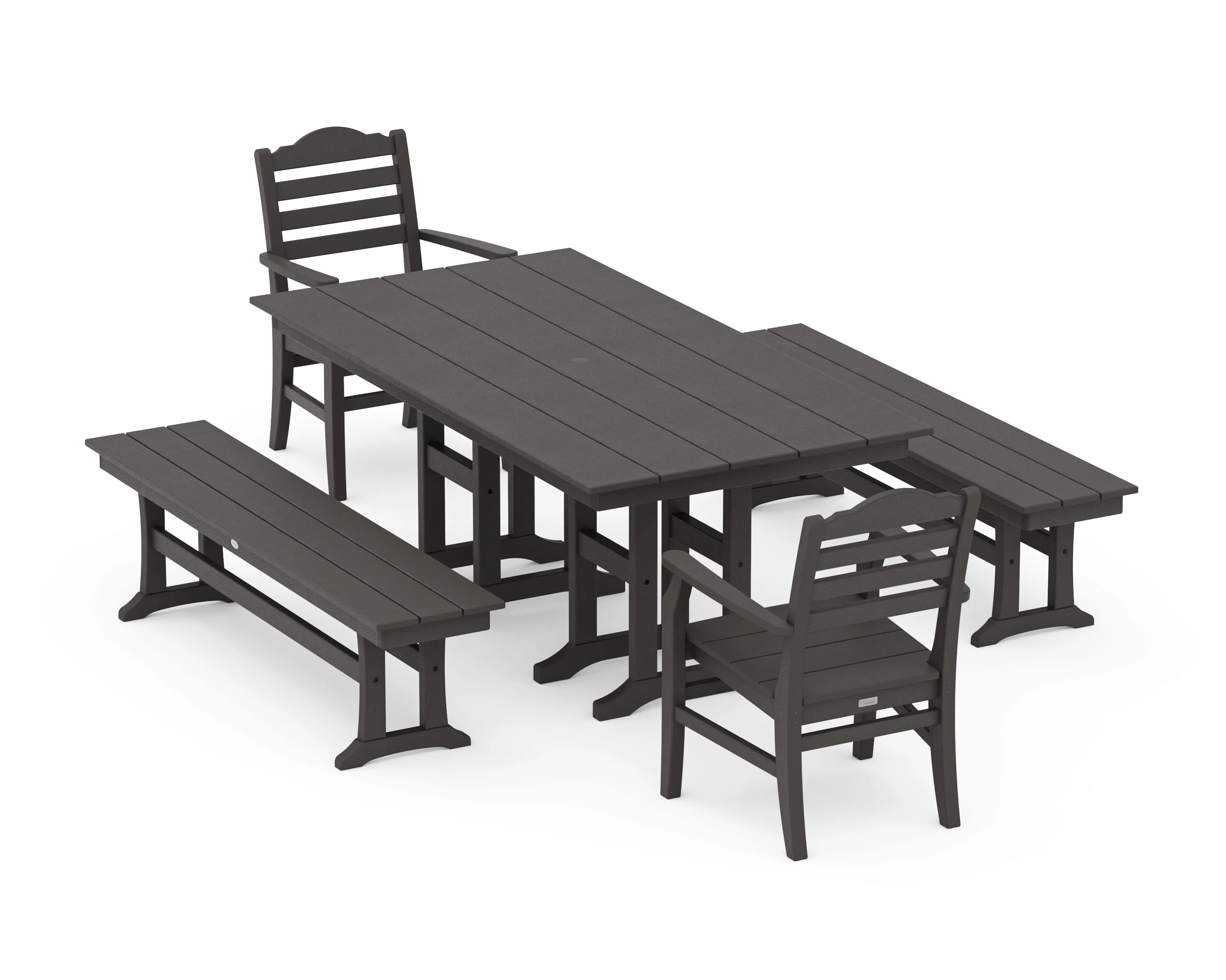Savannah 5-Piece Farmhouse Dining Set with Benches - Image 8