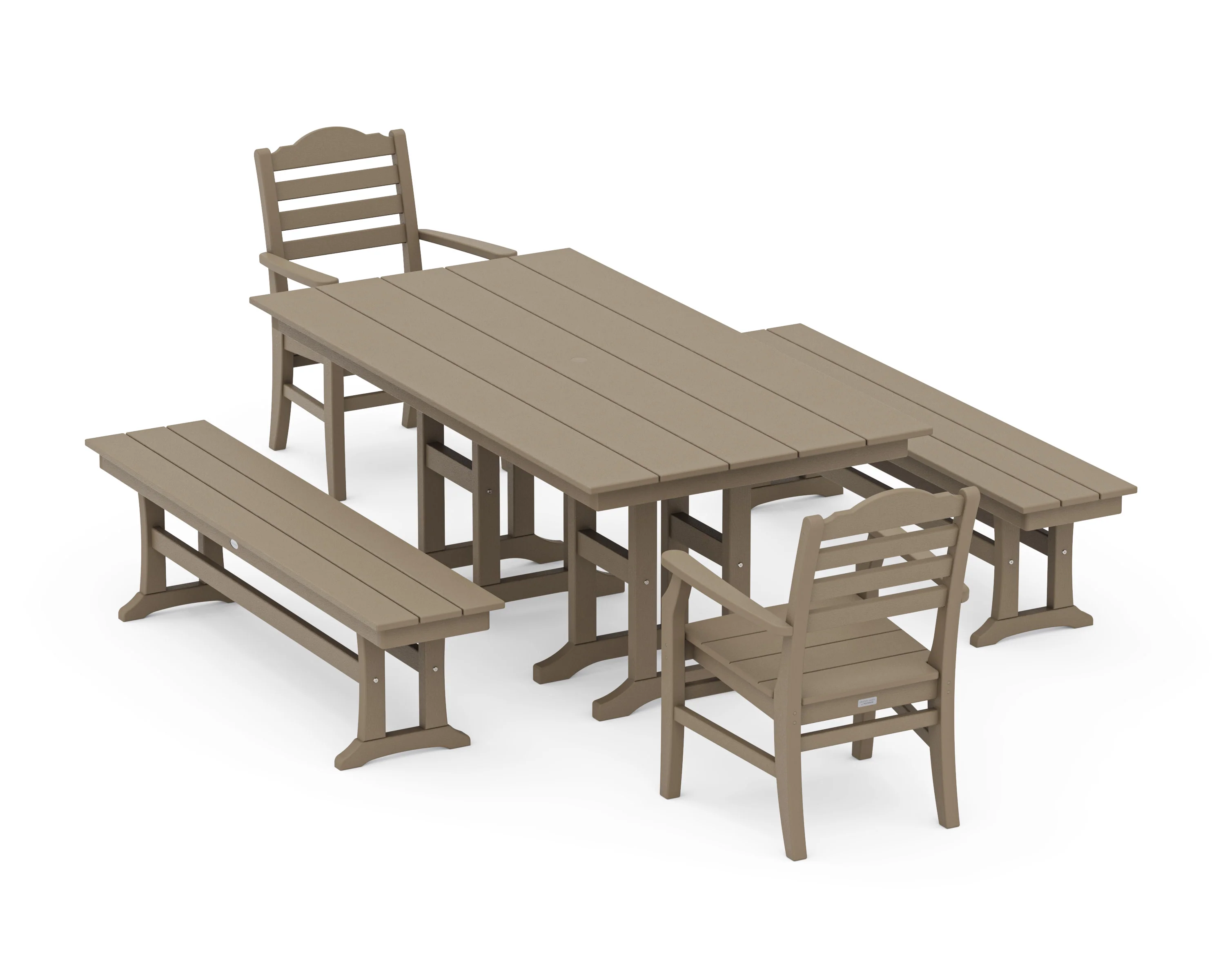 Savannah 5-Piece Farmhouse Dining Set with Benches - Image 9