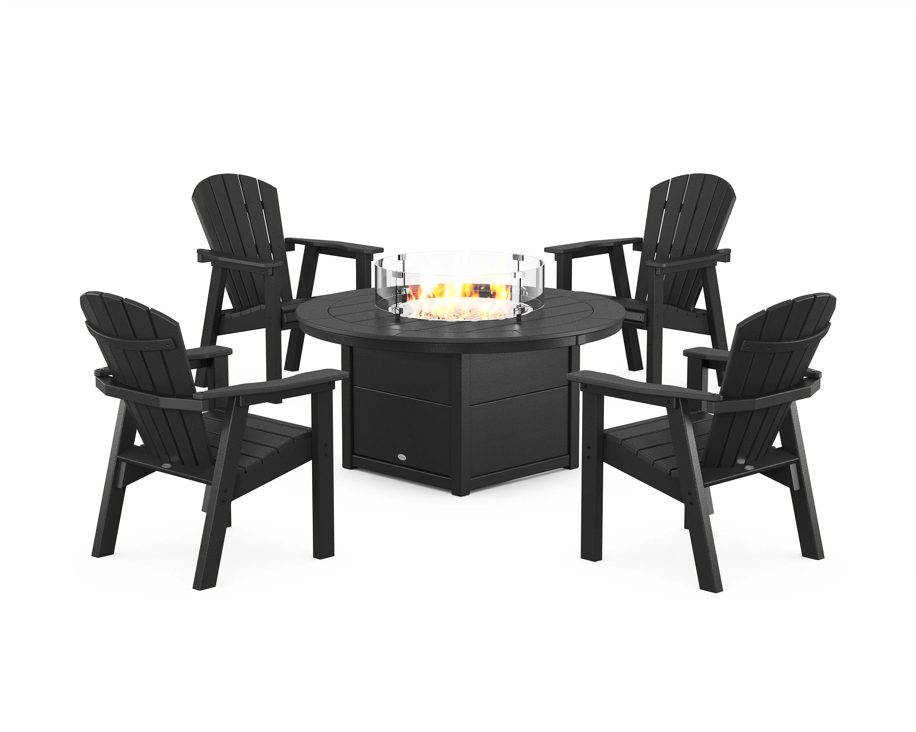 Seashell 4-Piece Upright Adirondack Conversation Set with Fire Pit Table - Image 2
