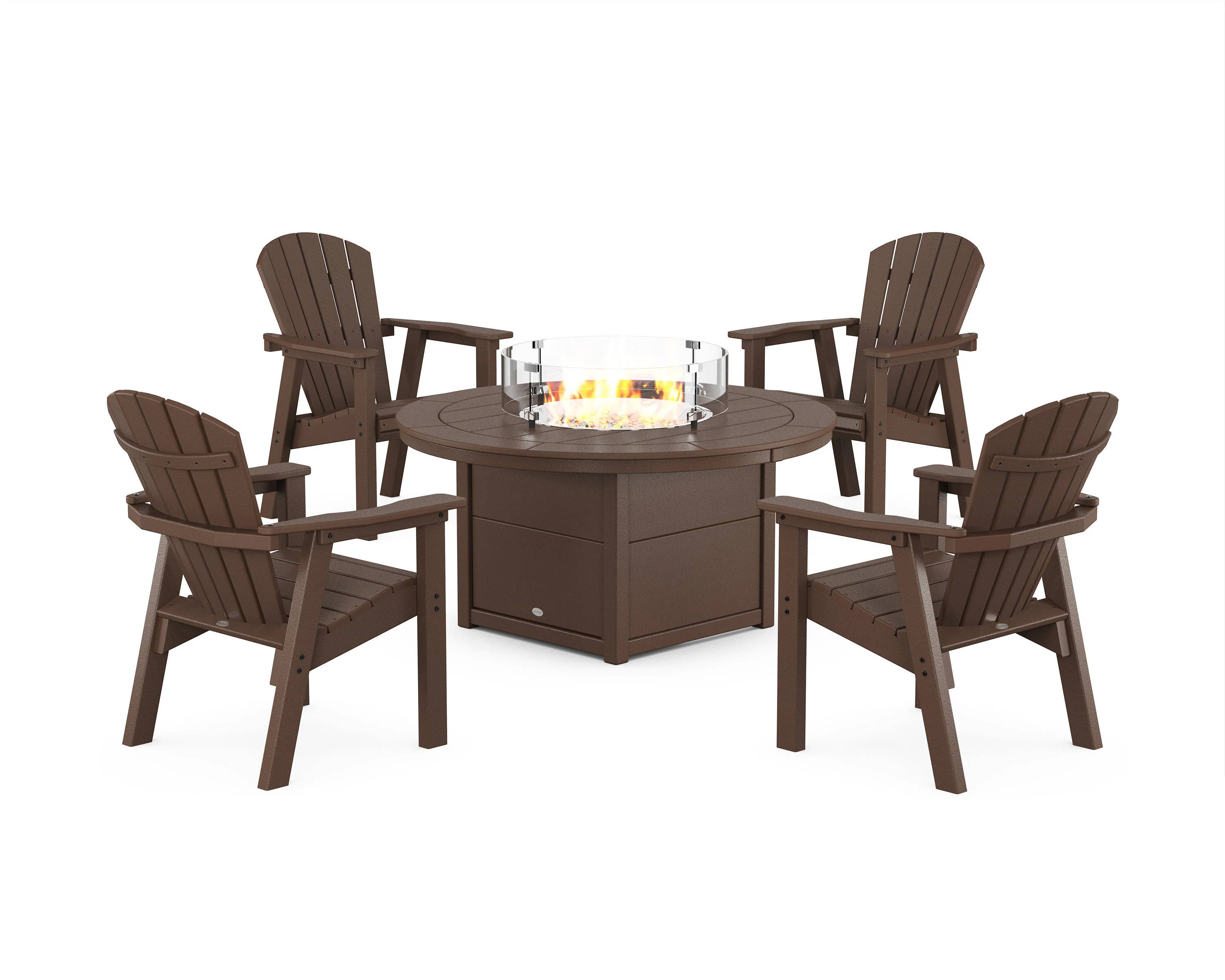 Seashell 4-Piece Upright Adirondack Conversation Set with Fire Pit Table - Image 4