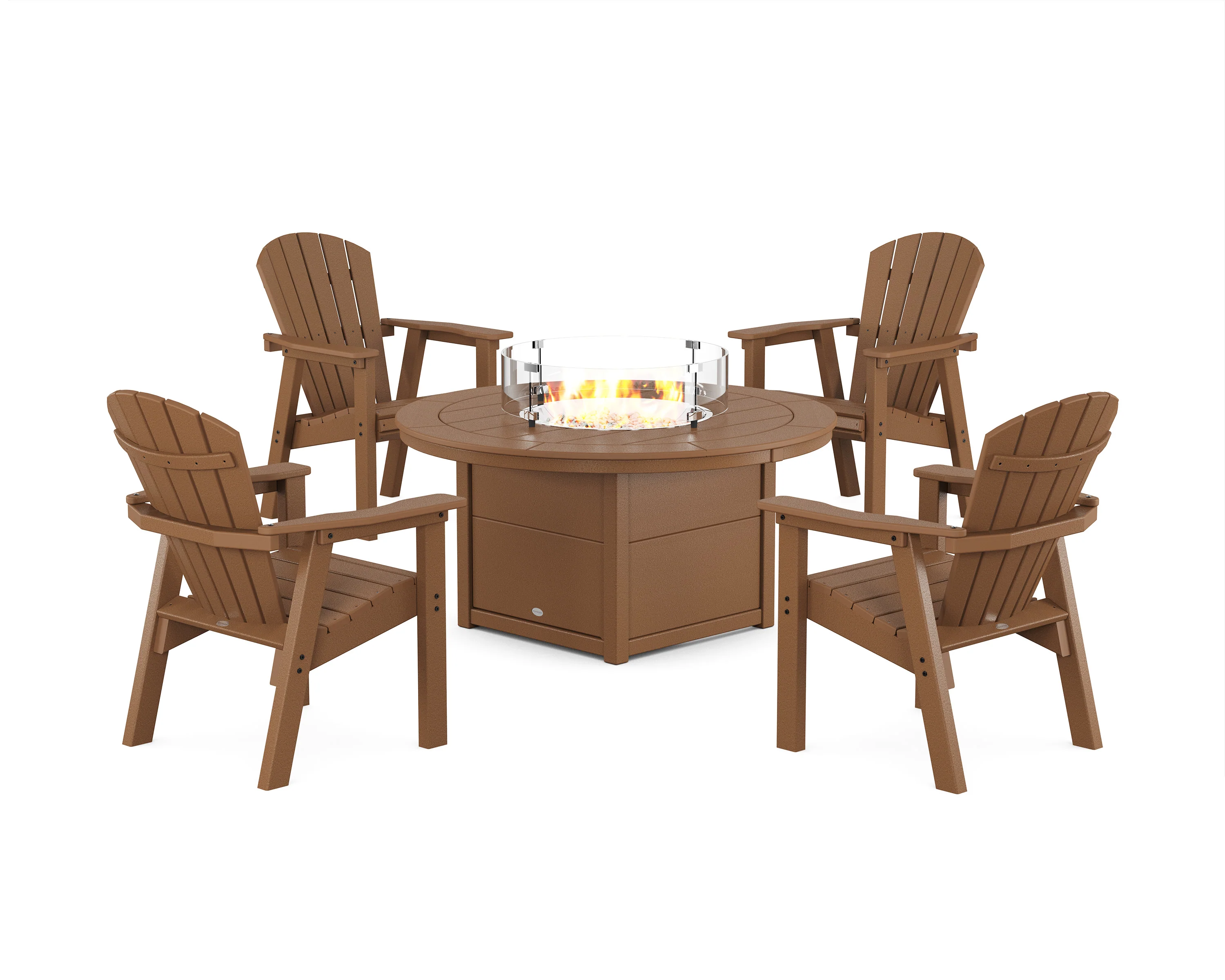 Seashell 4-Piece Upright Adirondack Conversation Set with Fire Pit Table - Image 5