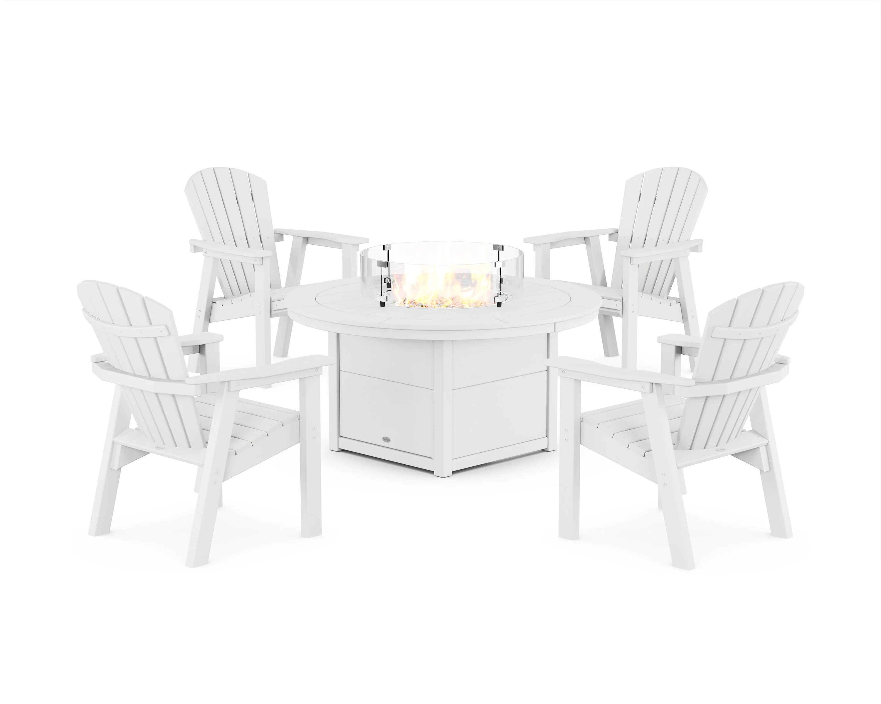 Seashell 4-Piece Upright Adirondack Conversation Set with Fire Pit Table - Image 6