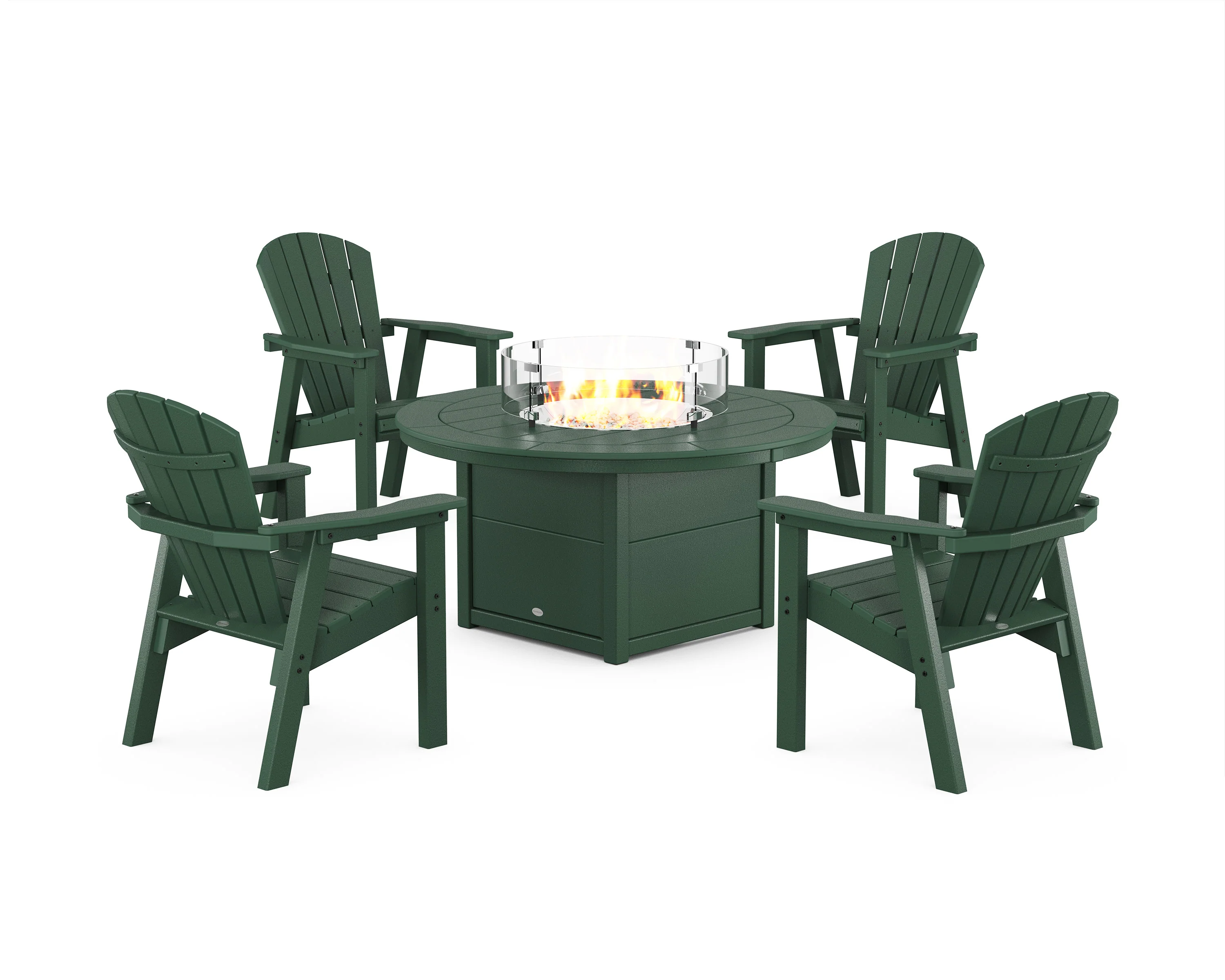 Seashell 4-Piece Upright Adirondack Conversation Set with Fire Pit Table - Image 7