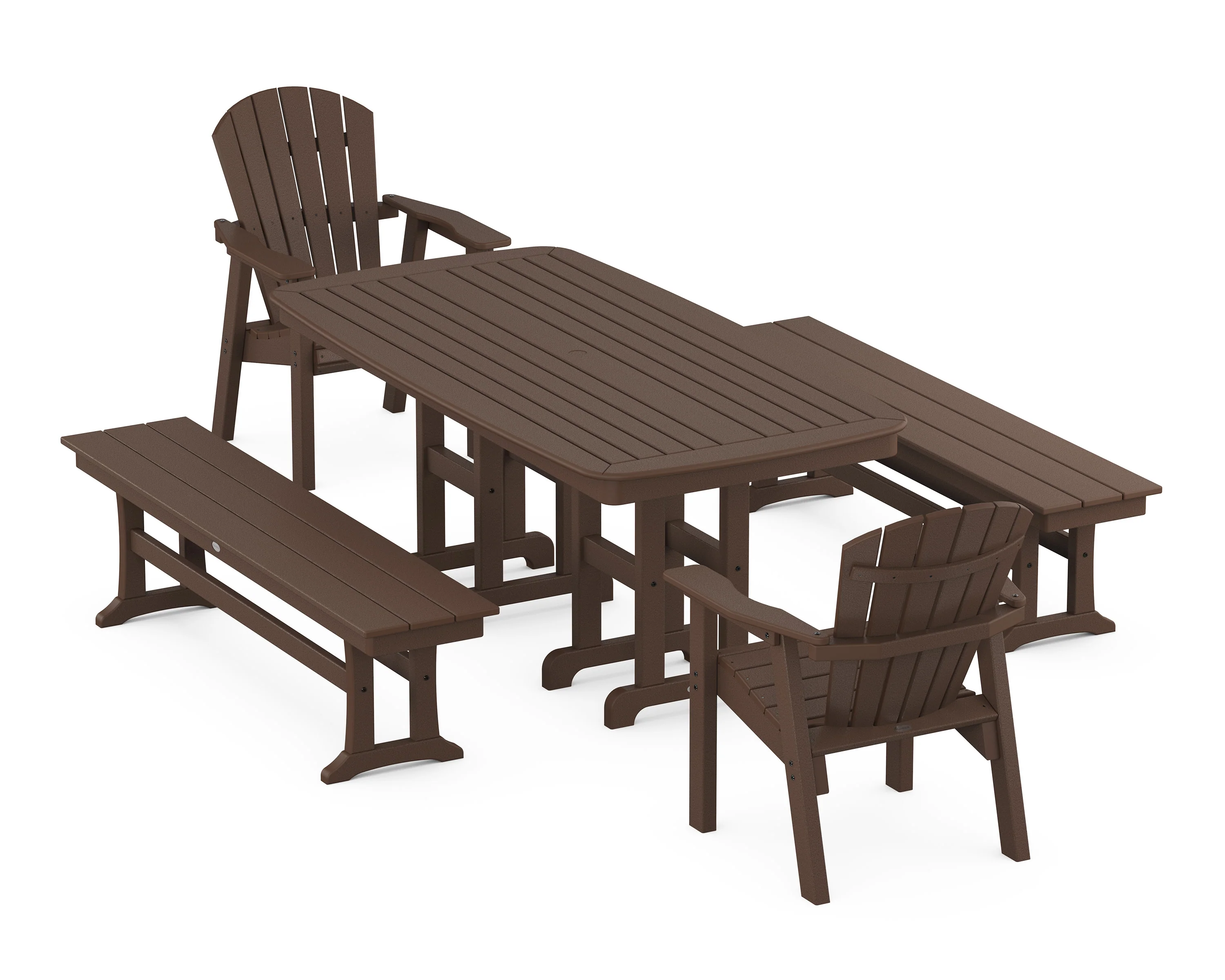 Seashell 5-Piece Dining Set with Benches - Image 7