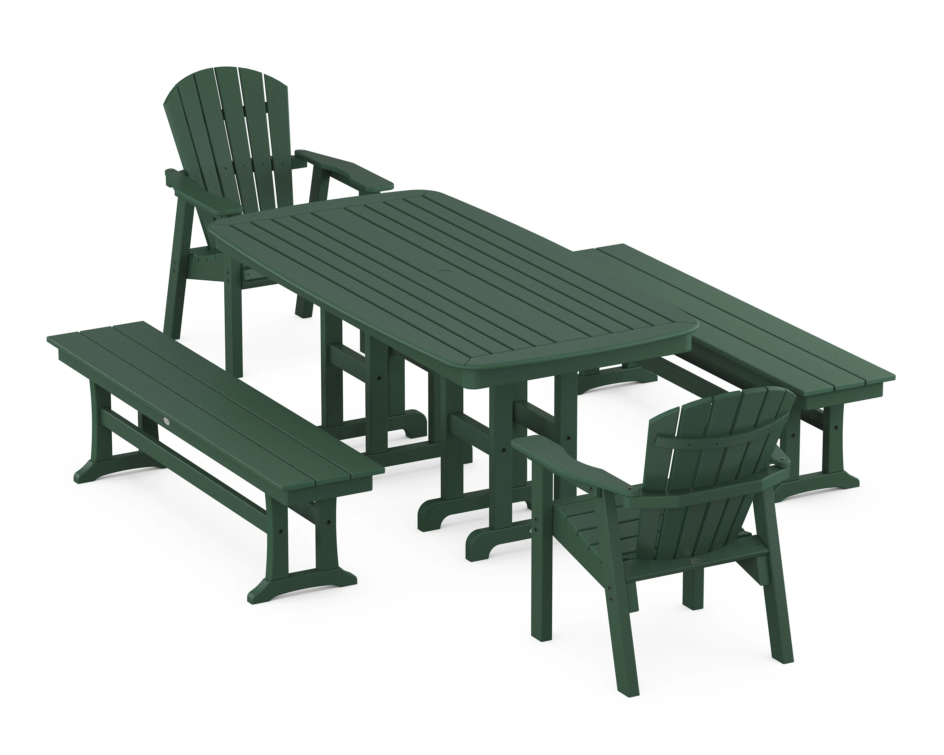 Seashell 5-Piece Dining Set with Benches - Image 8