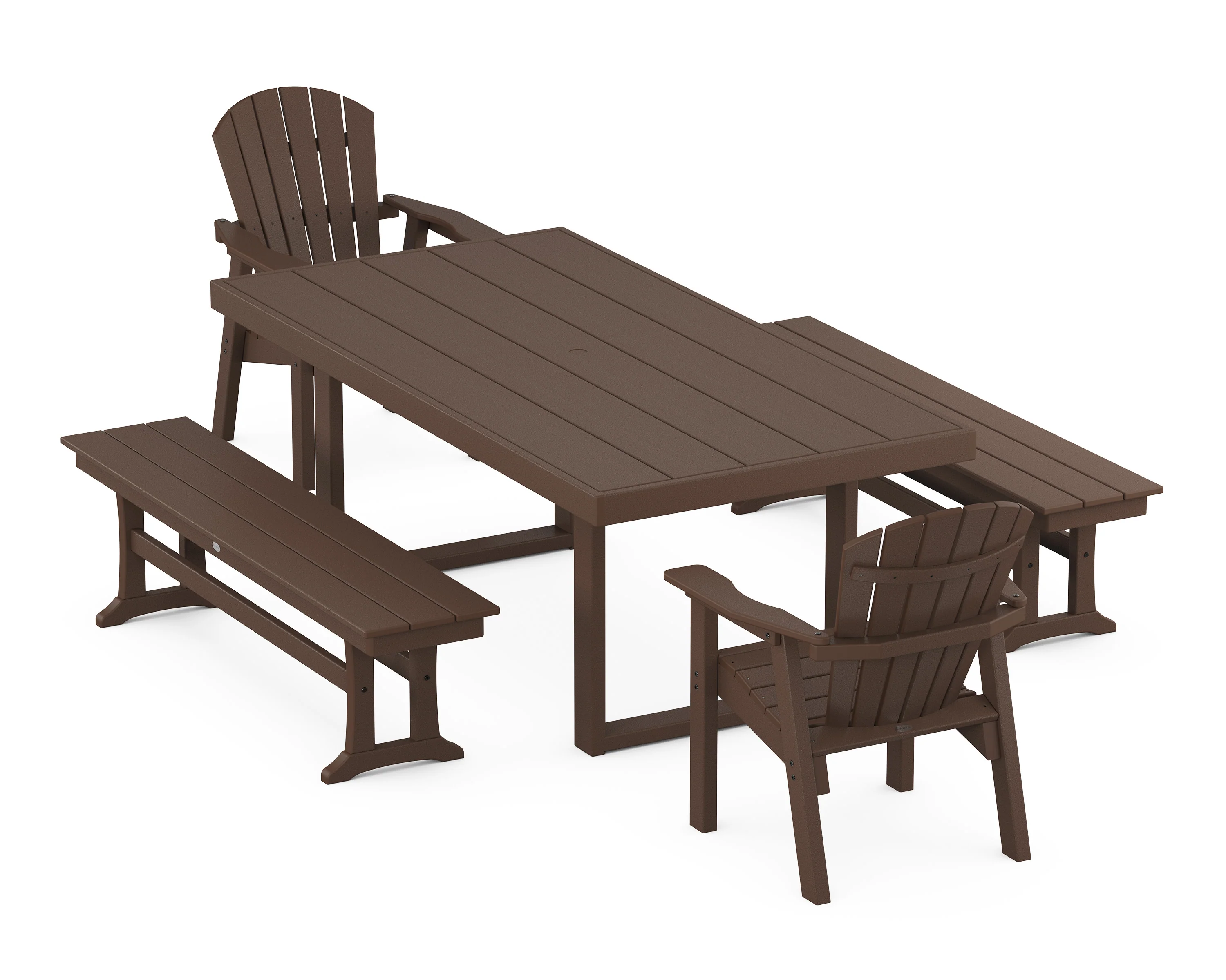 Seashell 5-Piece Dining Set with Benches - Image 4