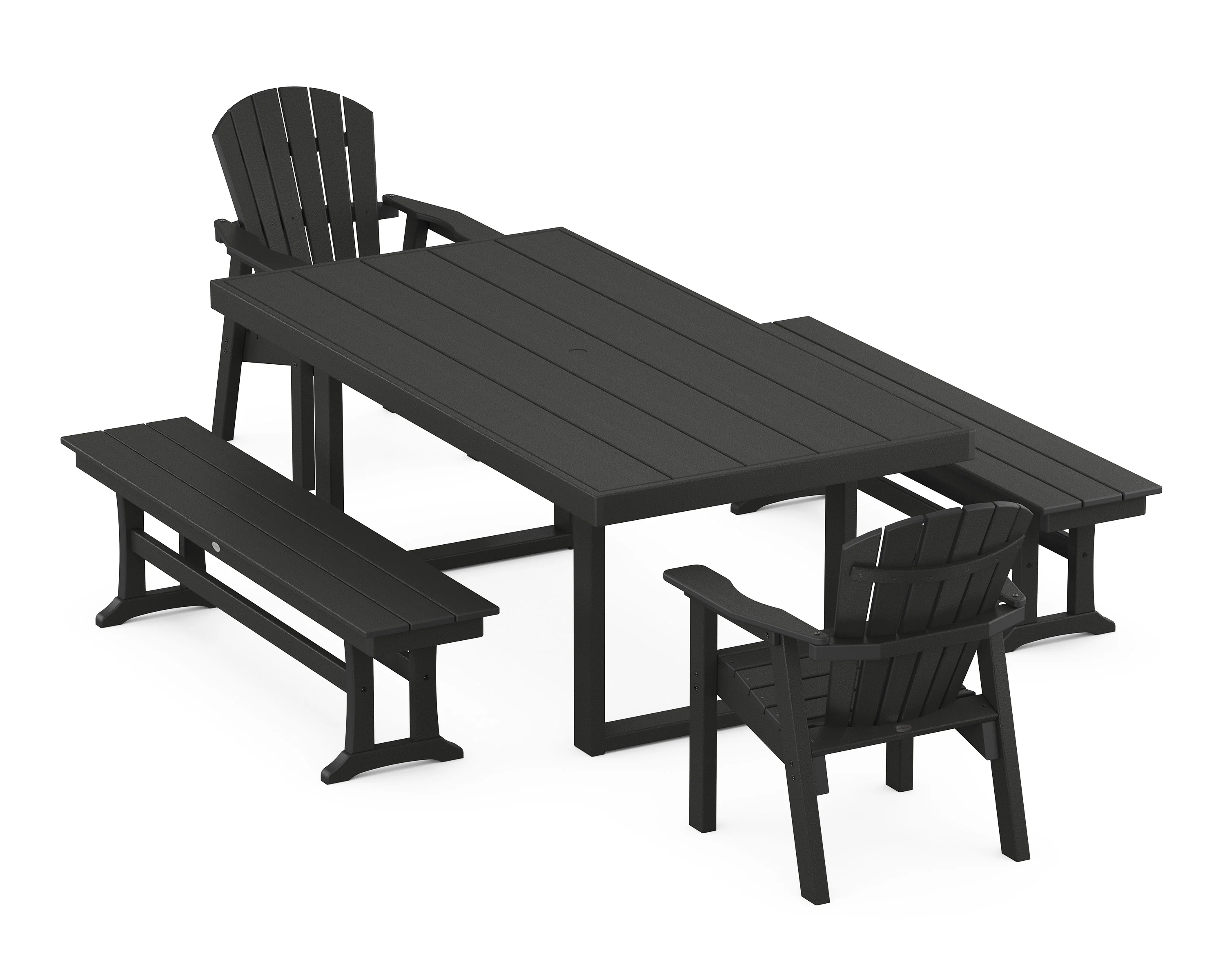 Seashell 5-Piece Dining Set with Benches - Image 5