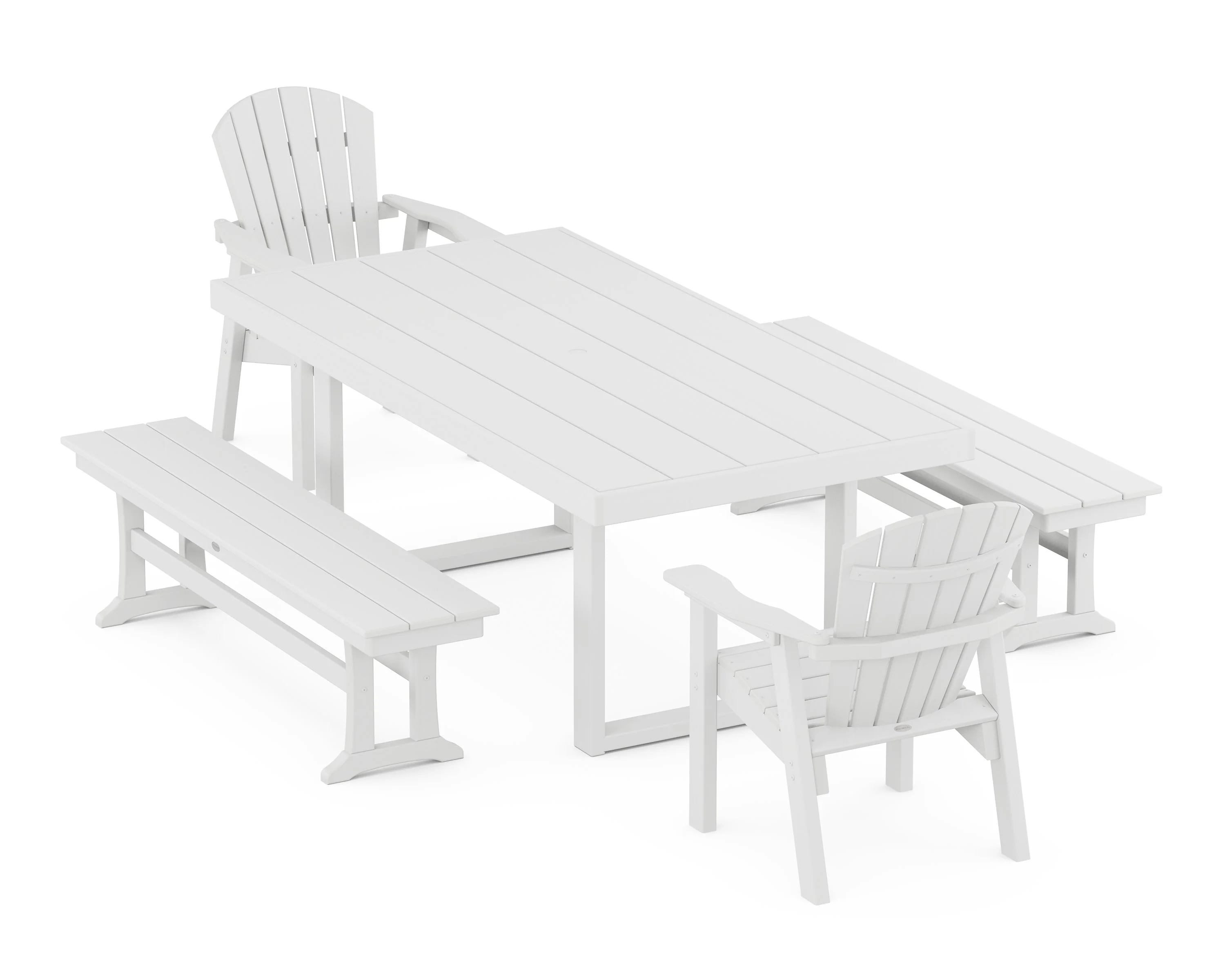 Seashell 5-Piece Dining Set with Benches - Image 6
