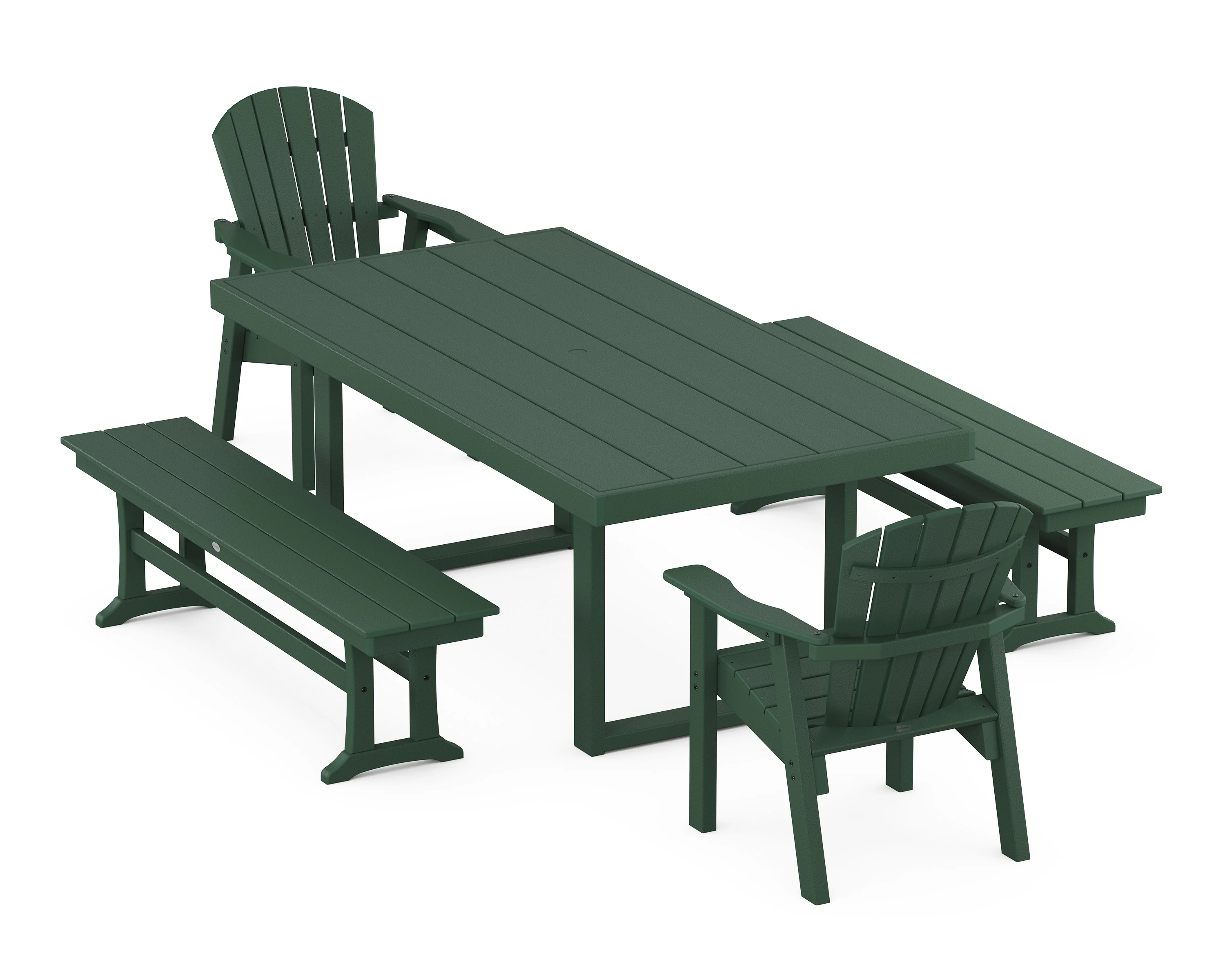 Seashell 5-Piece Dining Set with Benches - Image 7