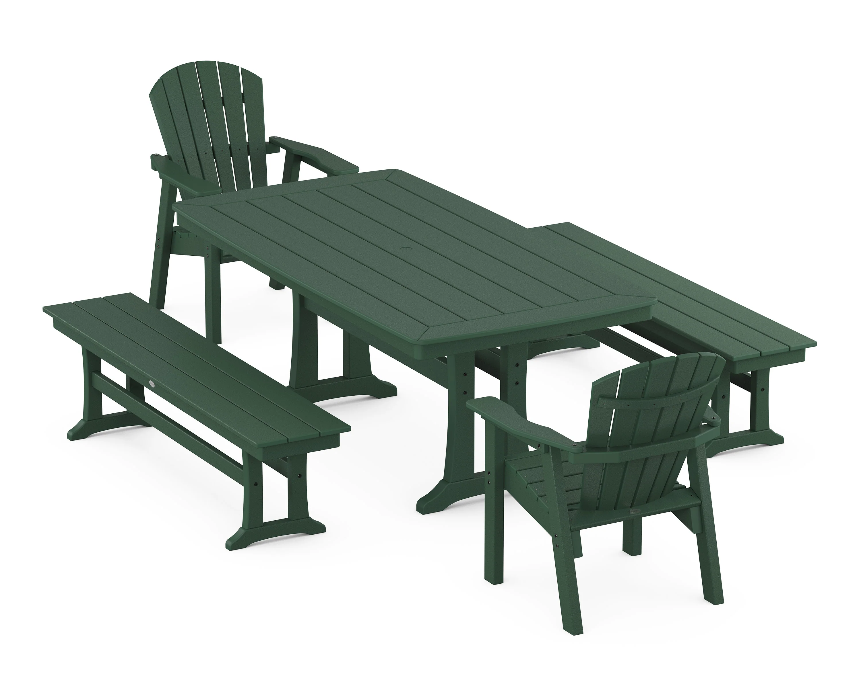 Seashell 5-Piece Dining Set with Trestle Legs - Image 7