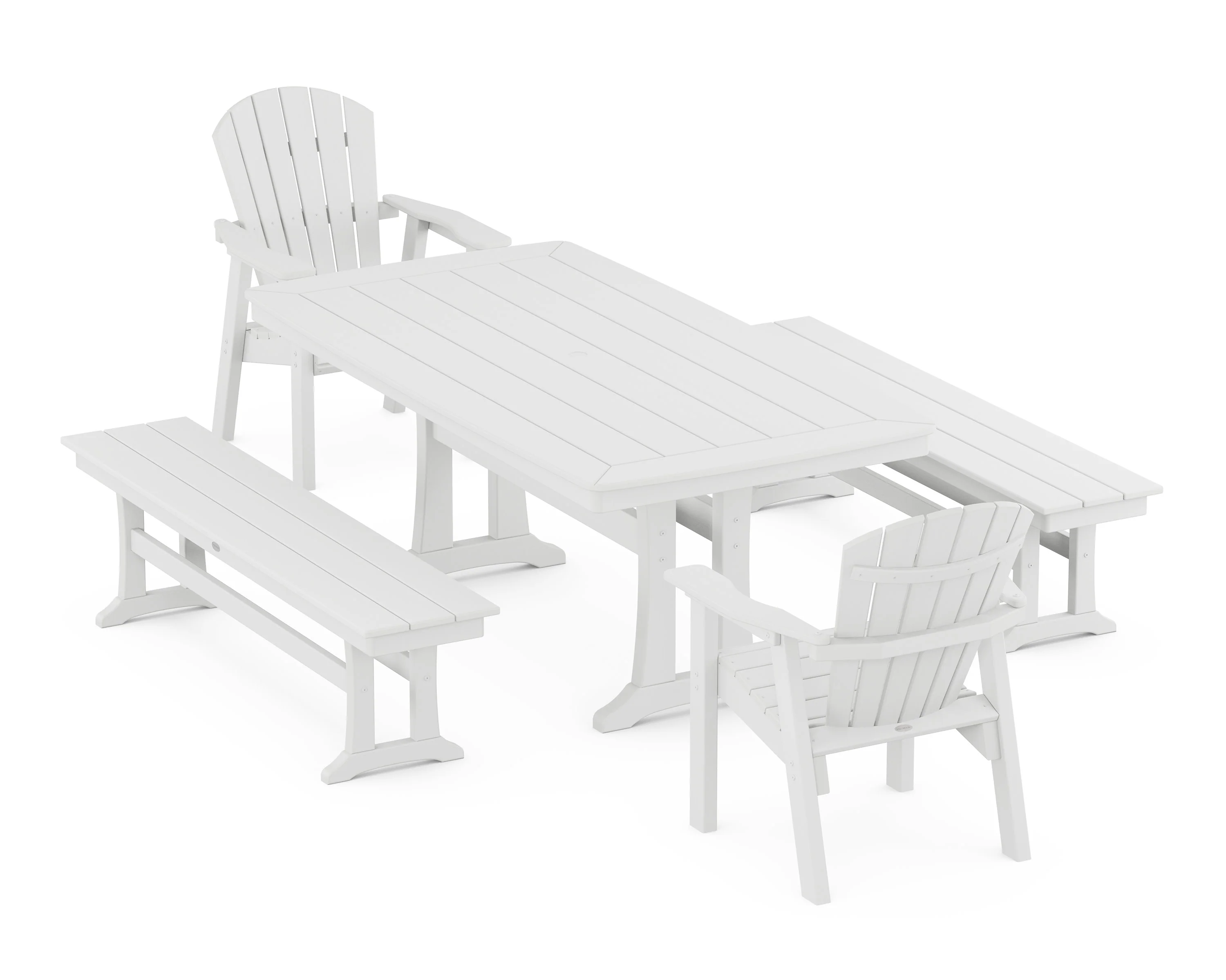 Seashell 5-Piece Dining Set with Trestle Legs - Image 9
