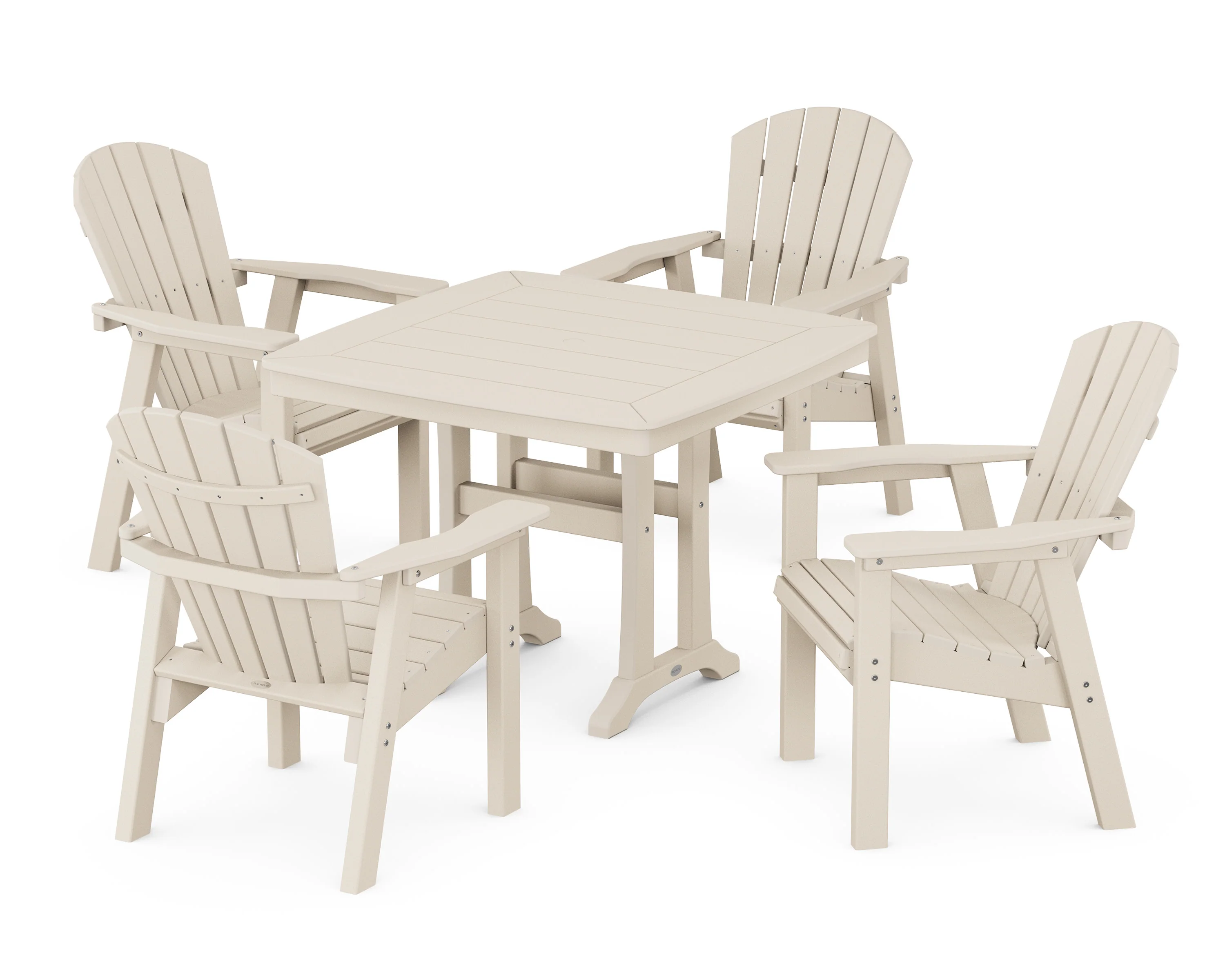 Seashell 5-Piece Dining Set with Trestle Legs - Image 4