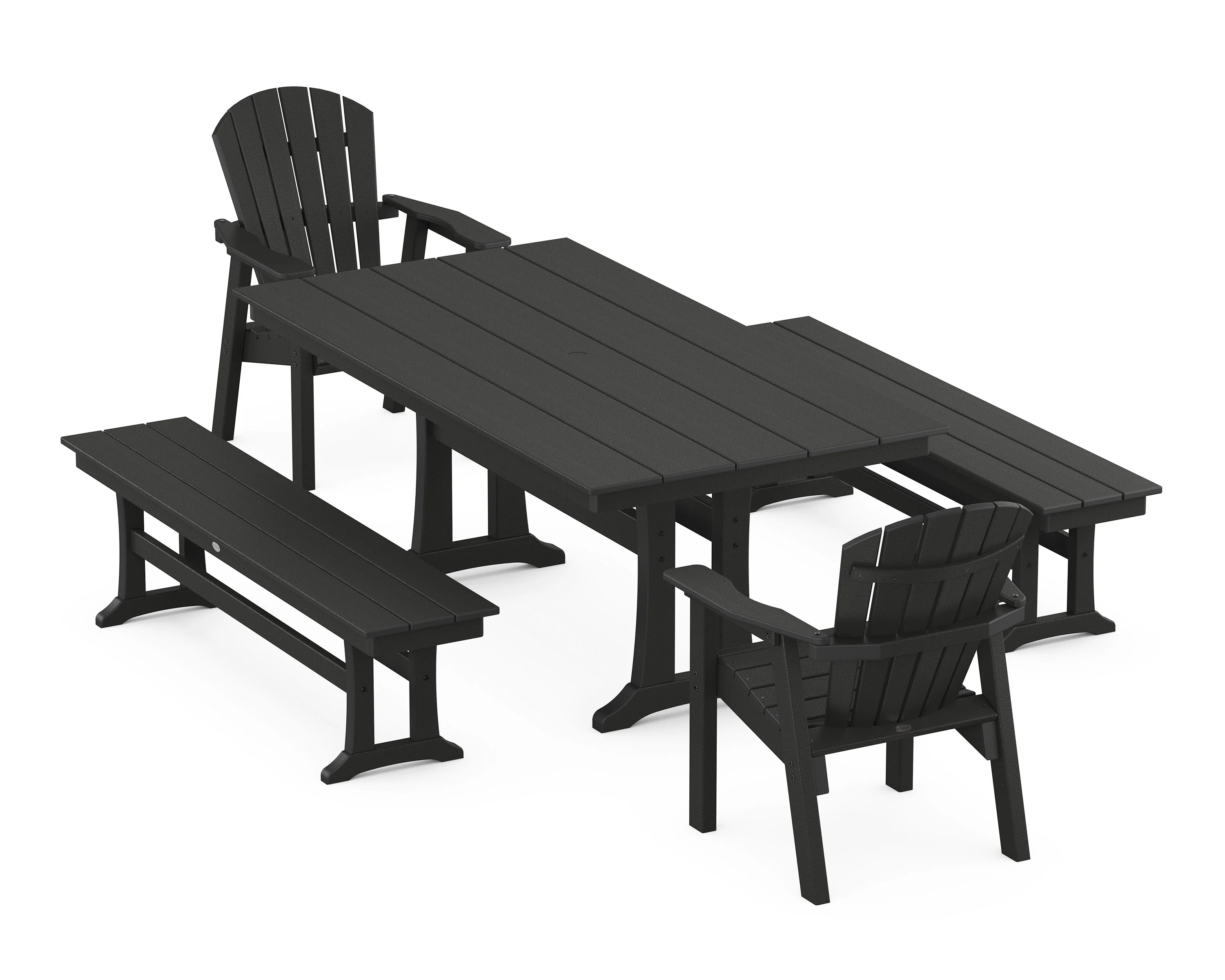 Seashell 5-Piece Farmhouse Dining Set With Trestle Legs - Image 6
