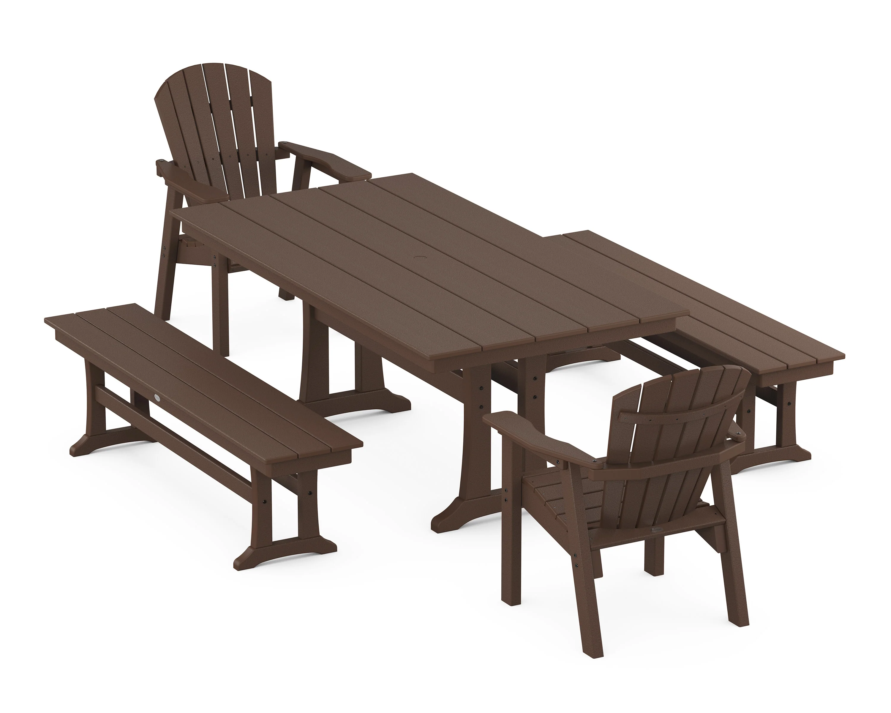 Seashell 5-Piece Farmhouse Dining Set With Trestle Legs - Image 8