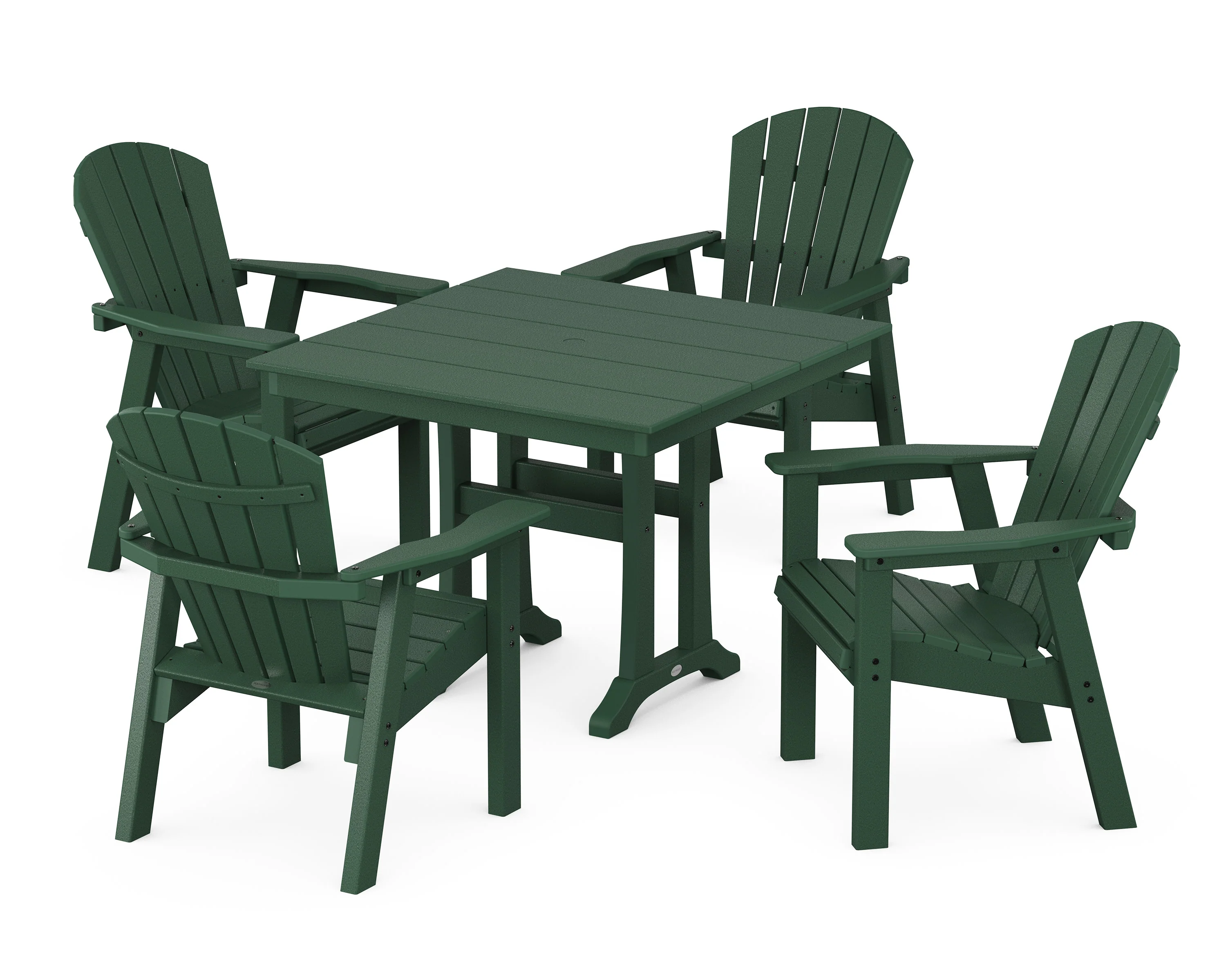 Seashell 5-Piece Farmhouse Dining Set With Trestle Legs - Image 4