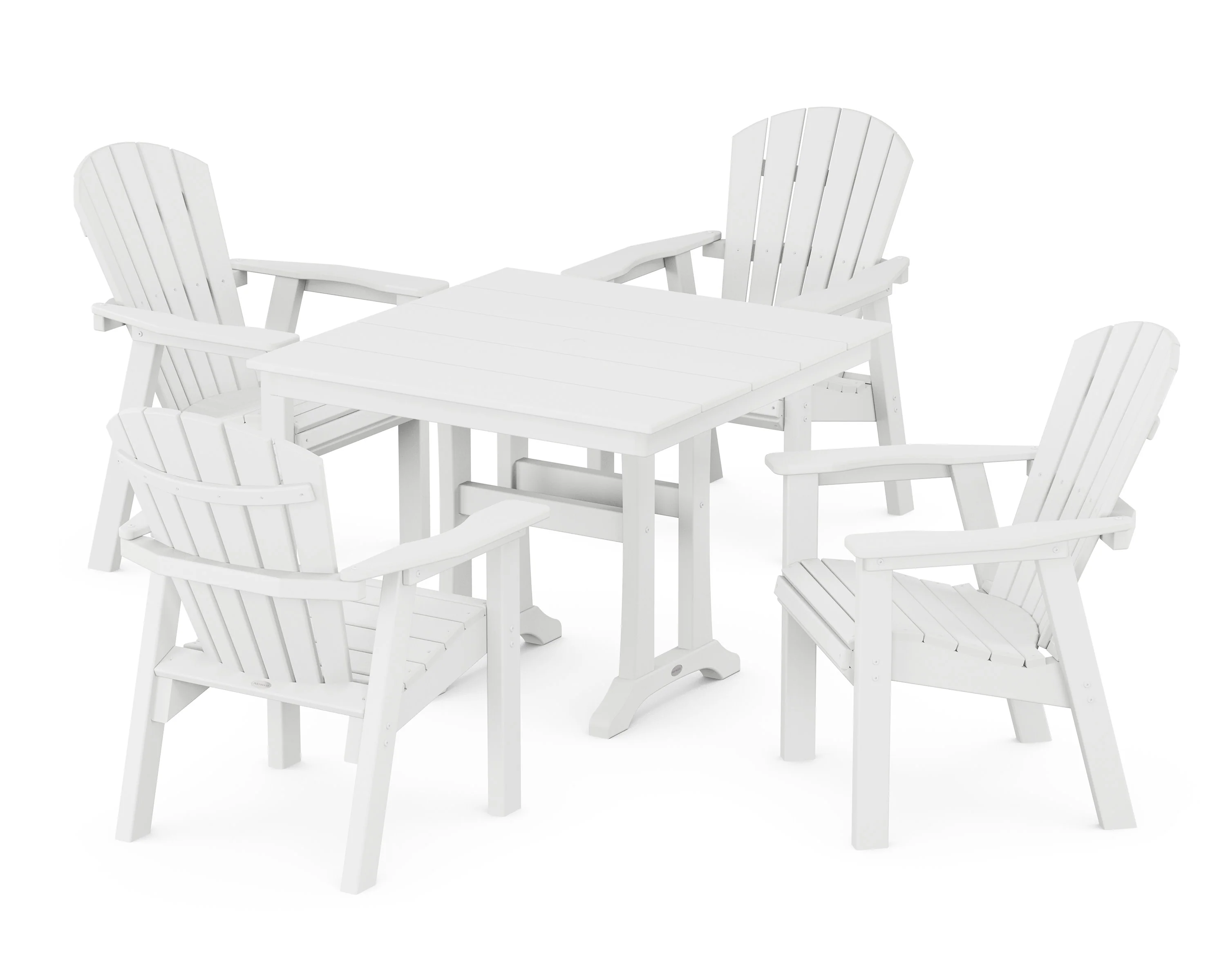 Seashell 5-Piece Farmhouse Dining Set With Trestle Legs - Image 5