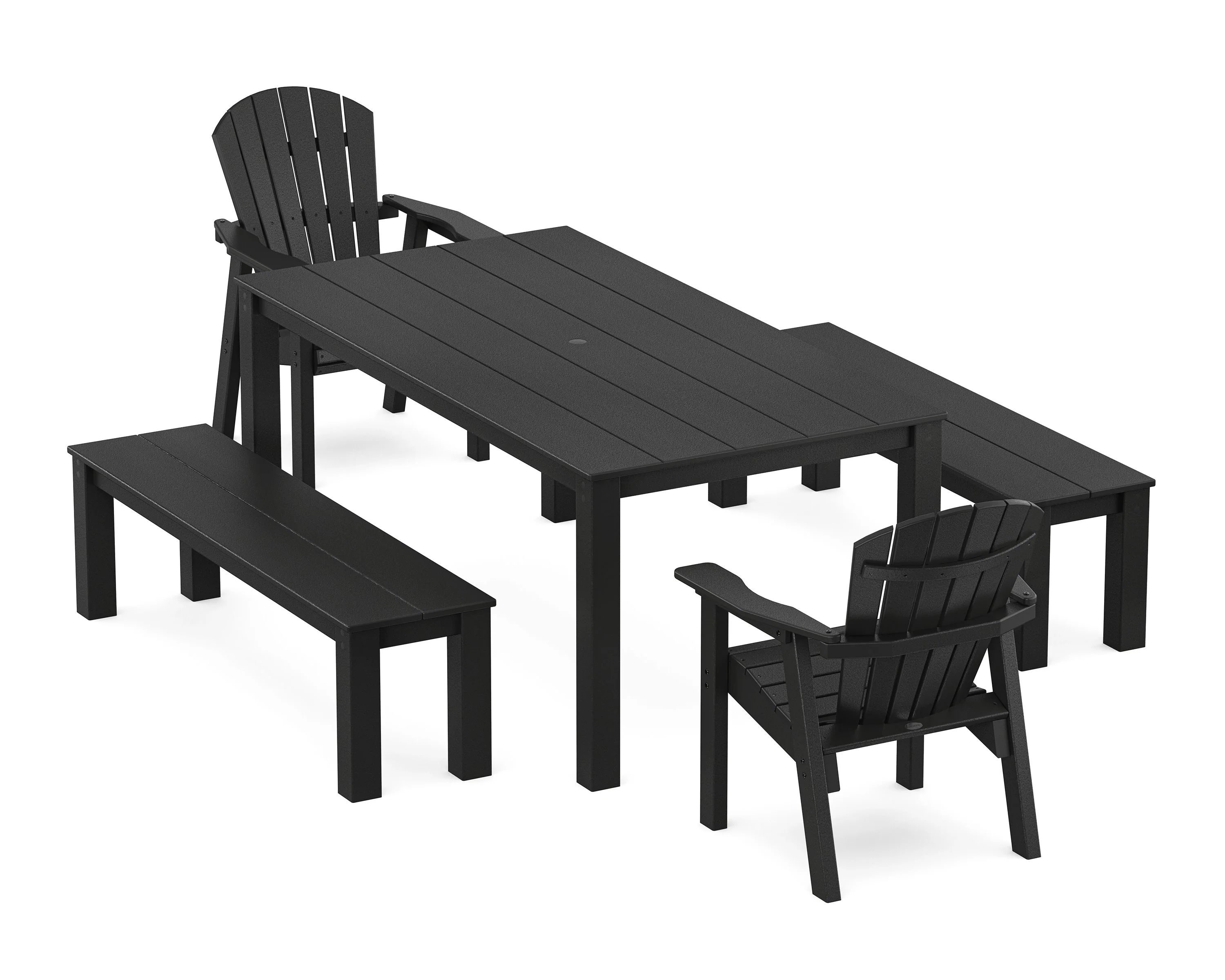 Seashell 5-Piece Parsons Dining Set with Benches - Image 4